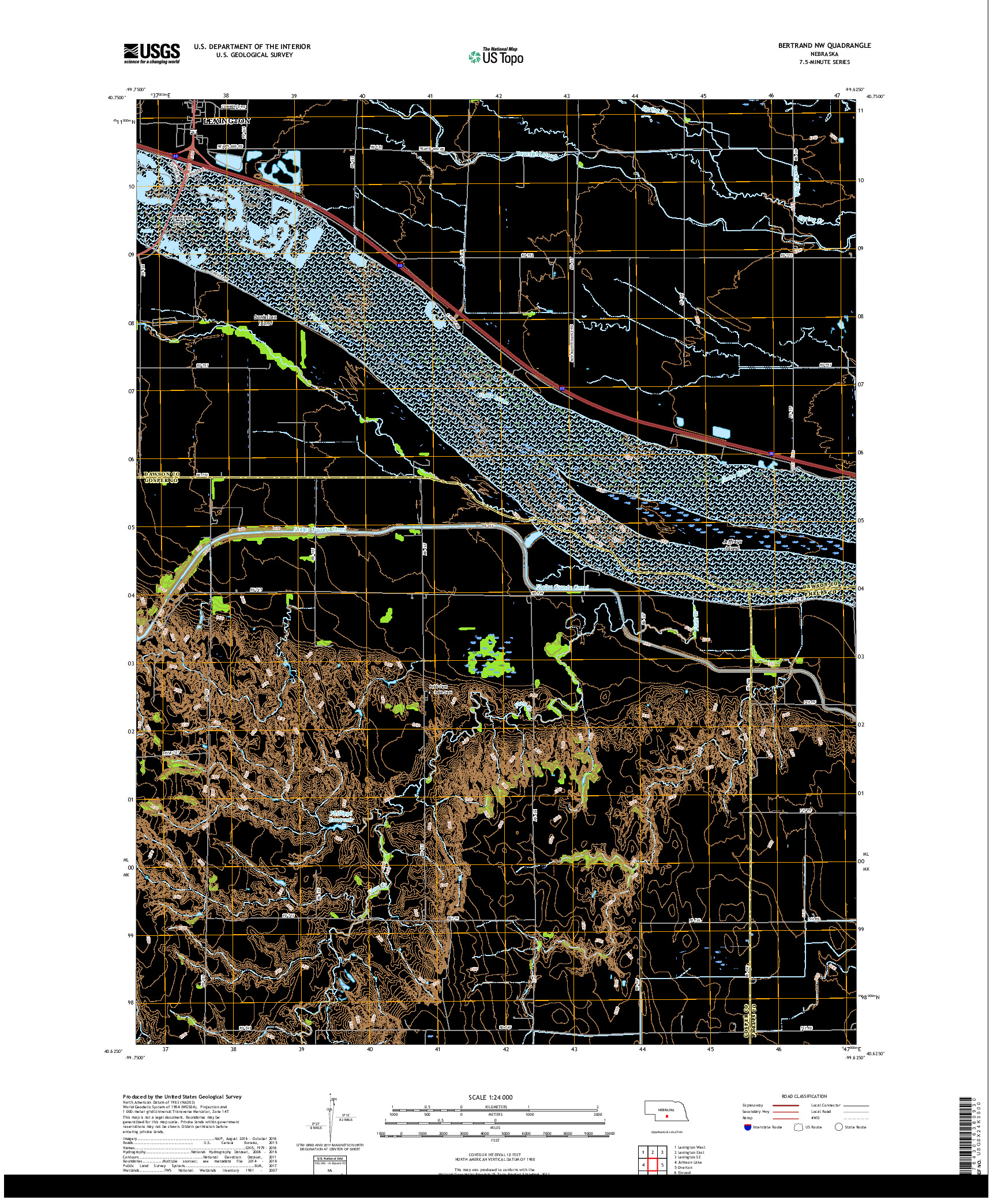 USGS US TOPO 7.5-MINUTE MAP FOR BERTRAND NW, NE 2017