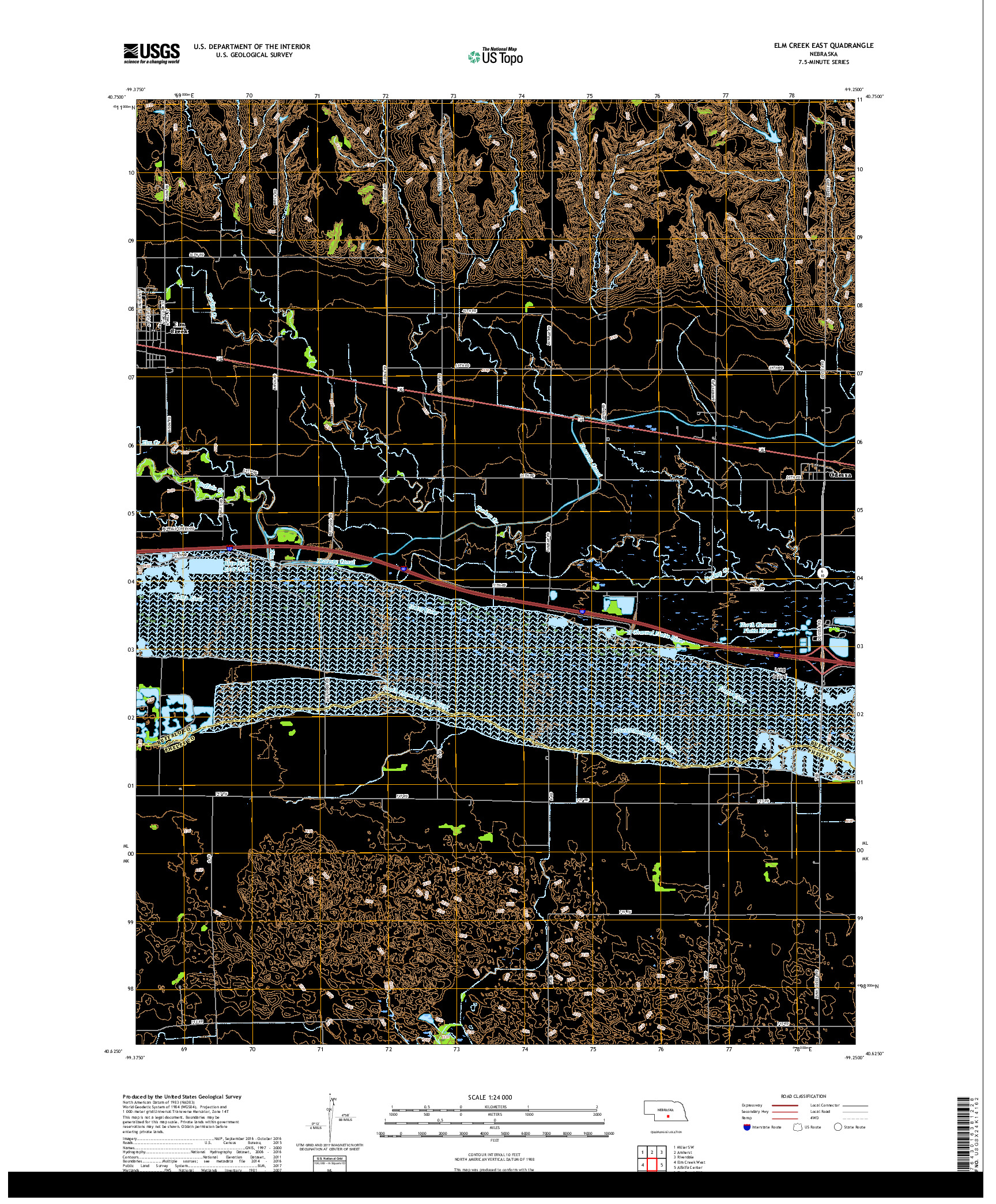 USGS US TOPO 7.5-MINUTE MAP FOR ELM CREEK EAST, NE 2017