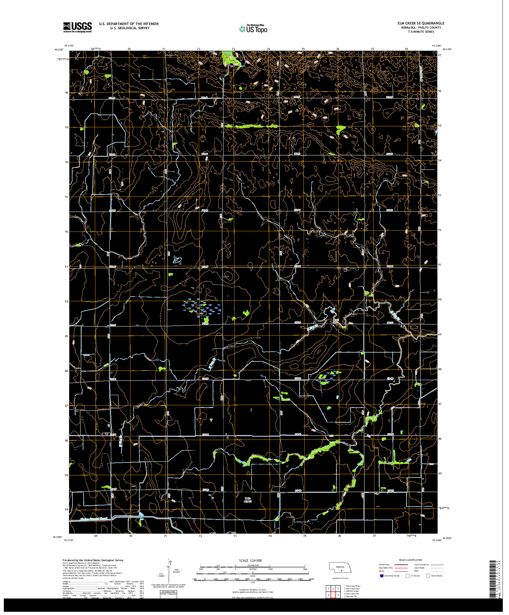 USGS US TOPO 7.5-MINUTE MAP FOR ELM CREEK SE, NE 2017