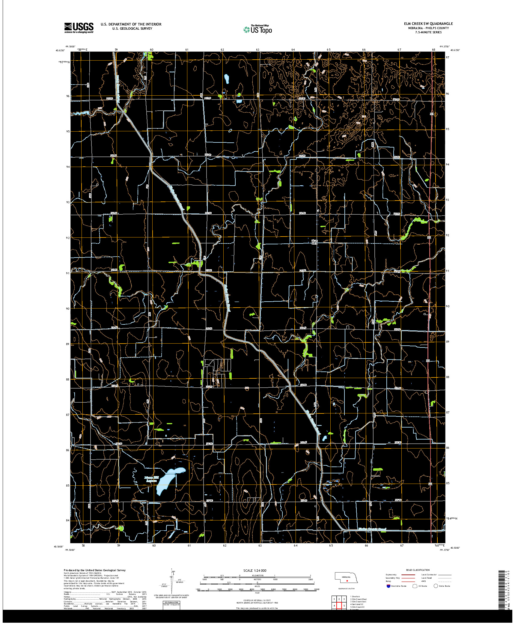 USGS US TOPO 7.5-MINUTE MAP FOR ELM CREEK SW, NE 2017