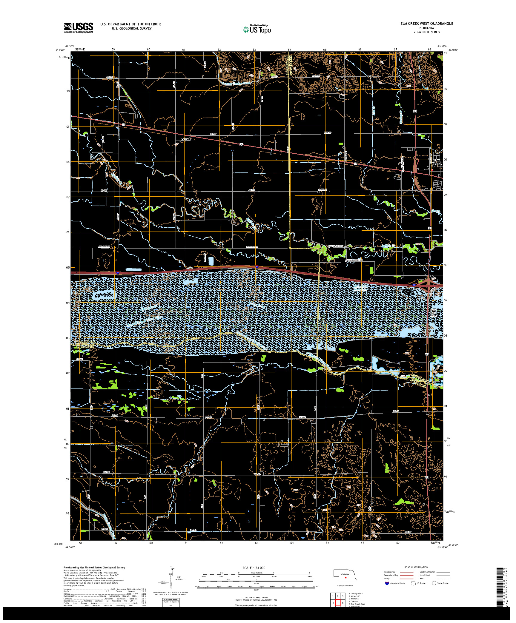 USGS US TOPO 7.5-MINUTE MAP FOR ELM CREEK WEST, NE 2017