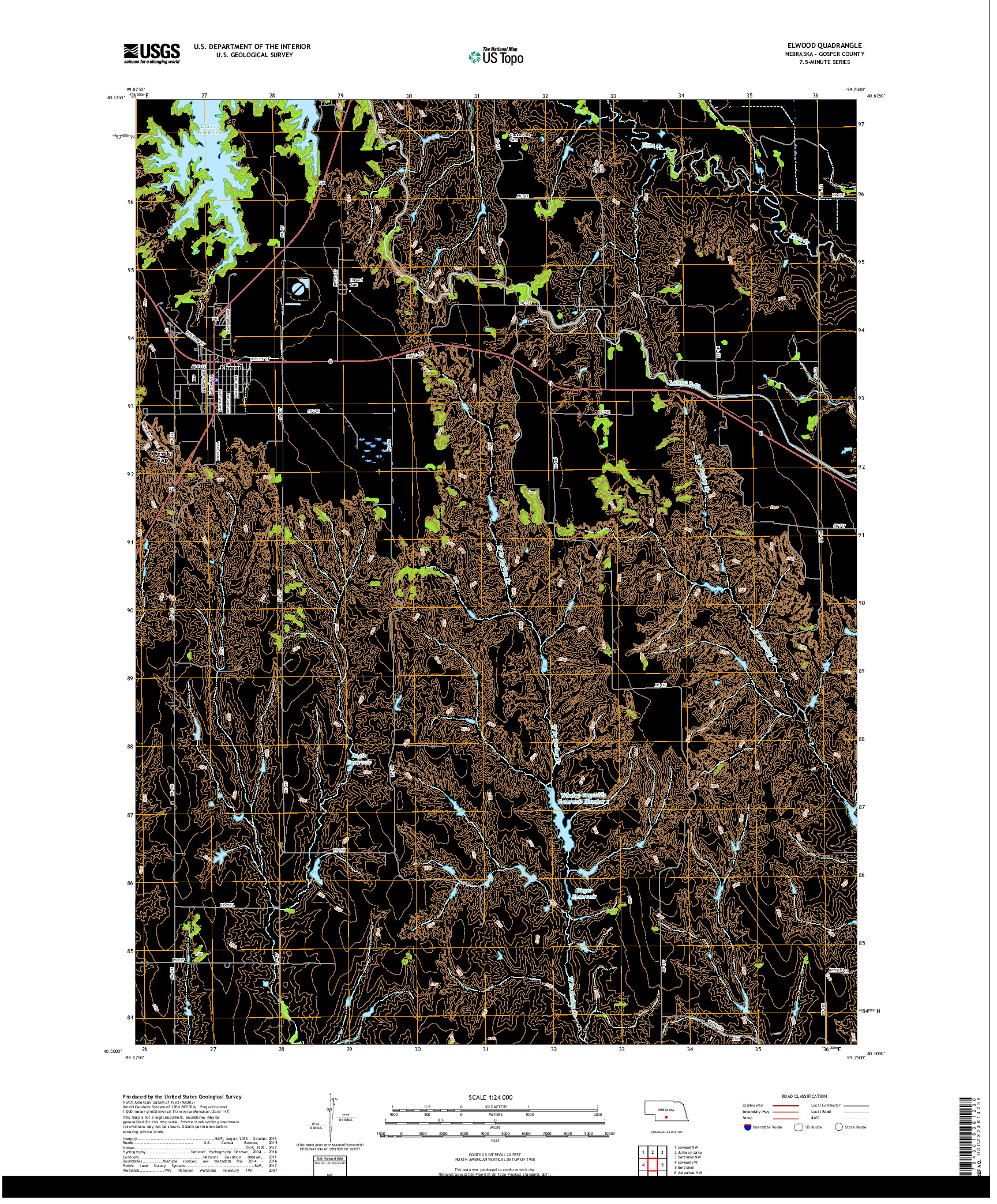 USGS US TOPO 7.5-MINUTE MAP FOR ELWOOD, NE 2017