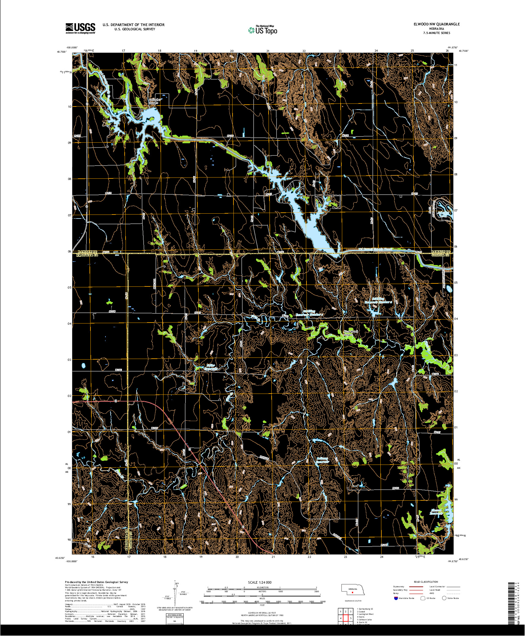 USGS US TOPO 7.5-MINUTE MAP FOR ELWOOD NW, NE 2017