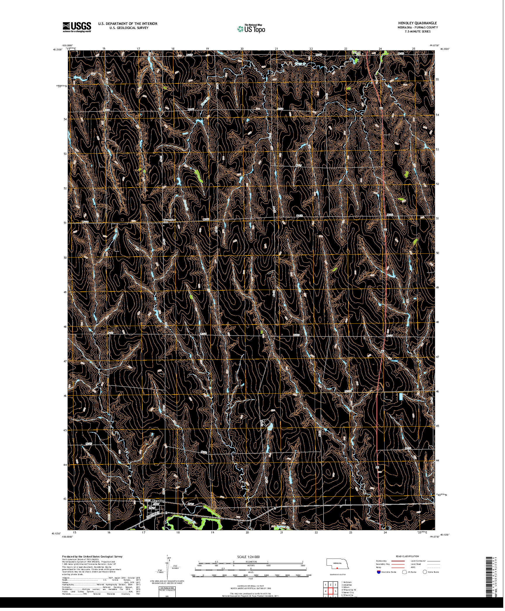 USGS US TOPO 7.5-MINUTE MAP FOR HENDLEY, NE 2017