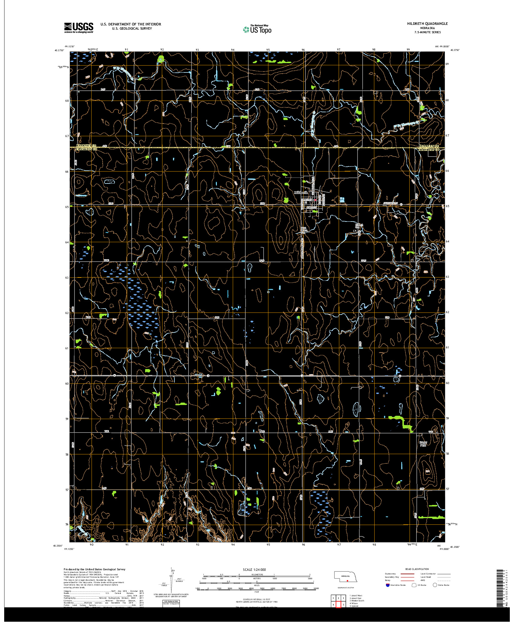 USGS US TOPO 7.5-MINUTE MAP FOR HILDRETH, NE 2017