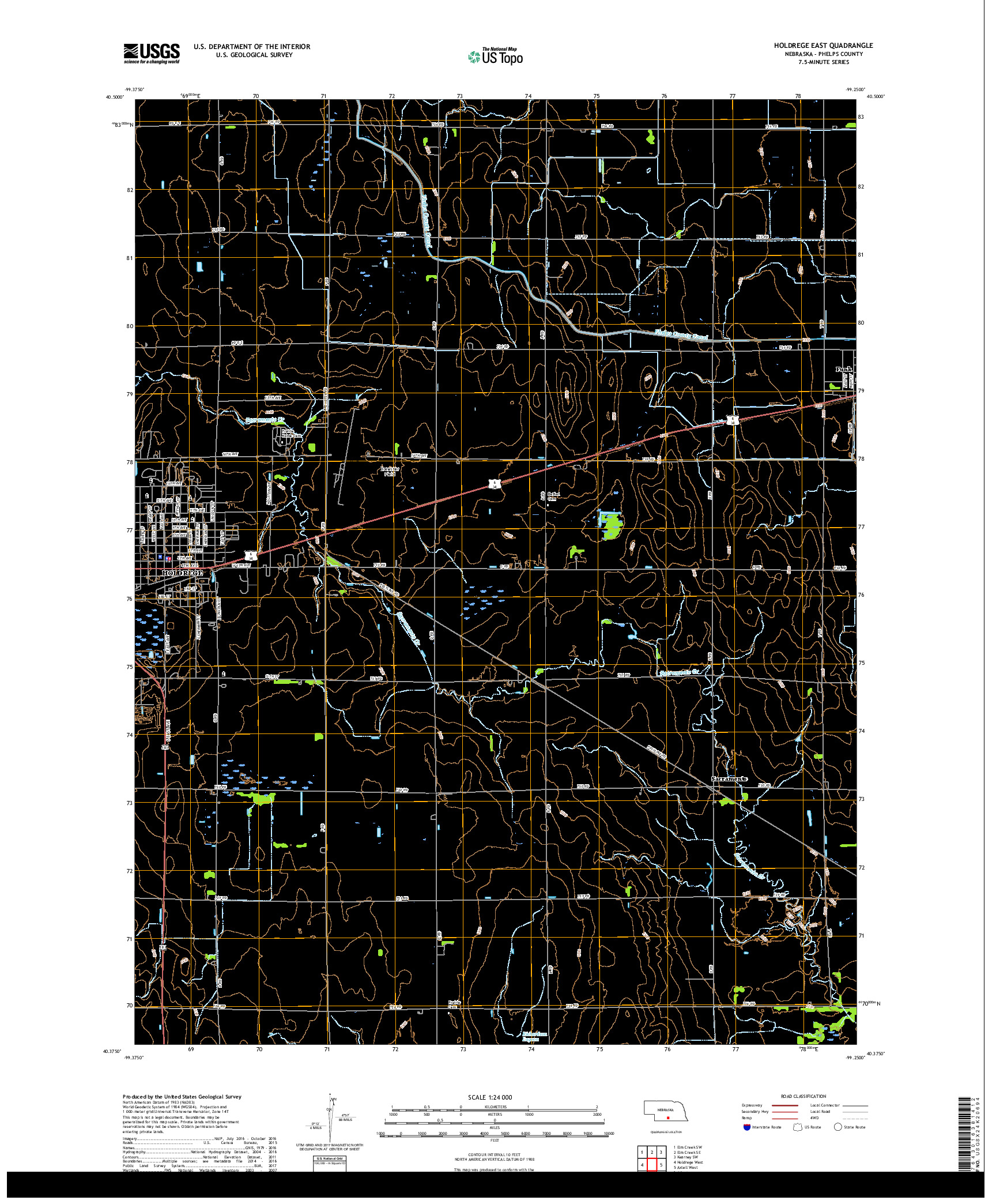 USGS US TOPO 7.5-MINUTE MAP FOR HOLDREGE EAST, NE 2017