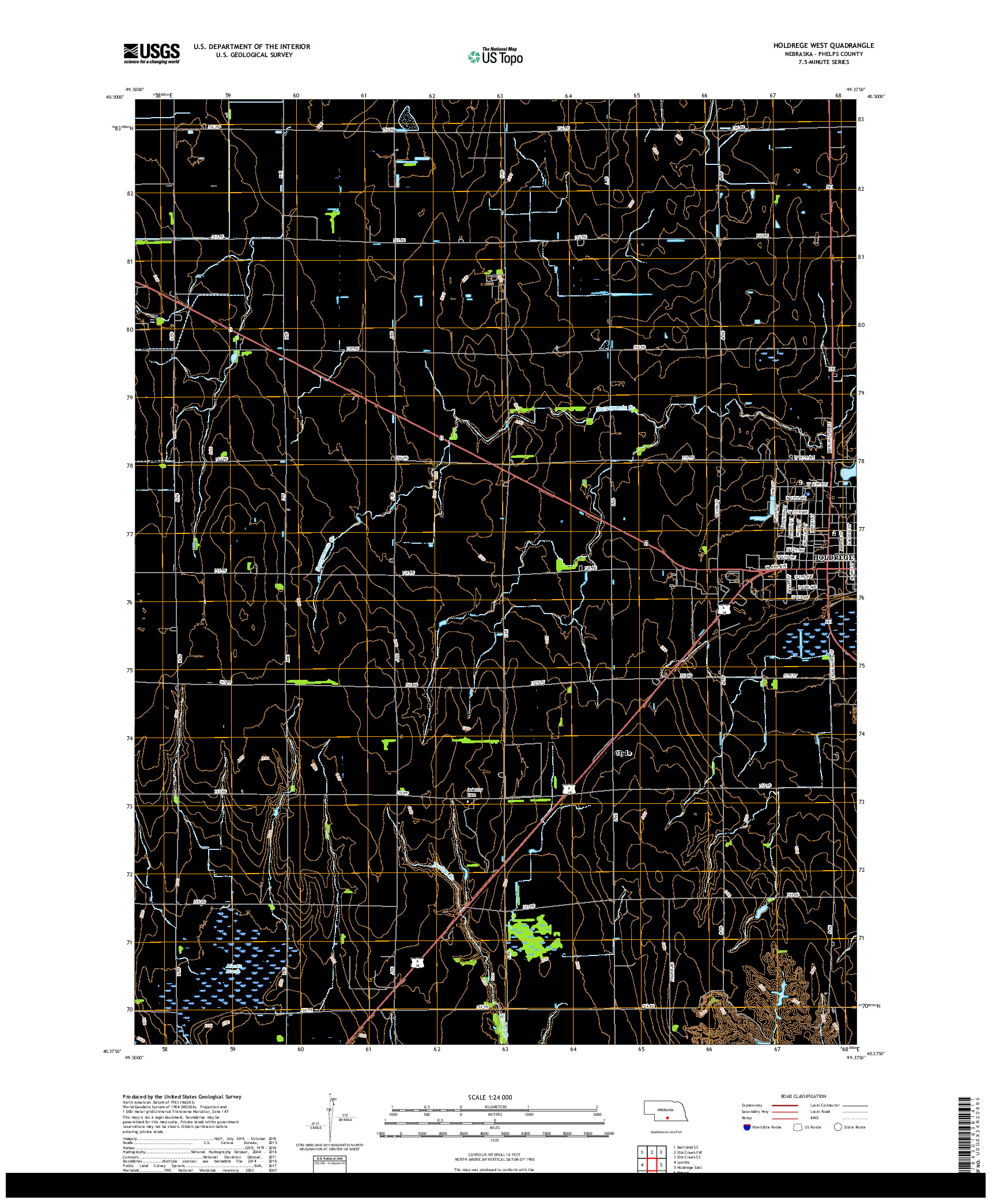 USGS US TOPO 7.5-MINUTE MAP FOR HOLDREGE WEST, NE 2017