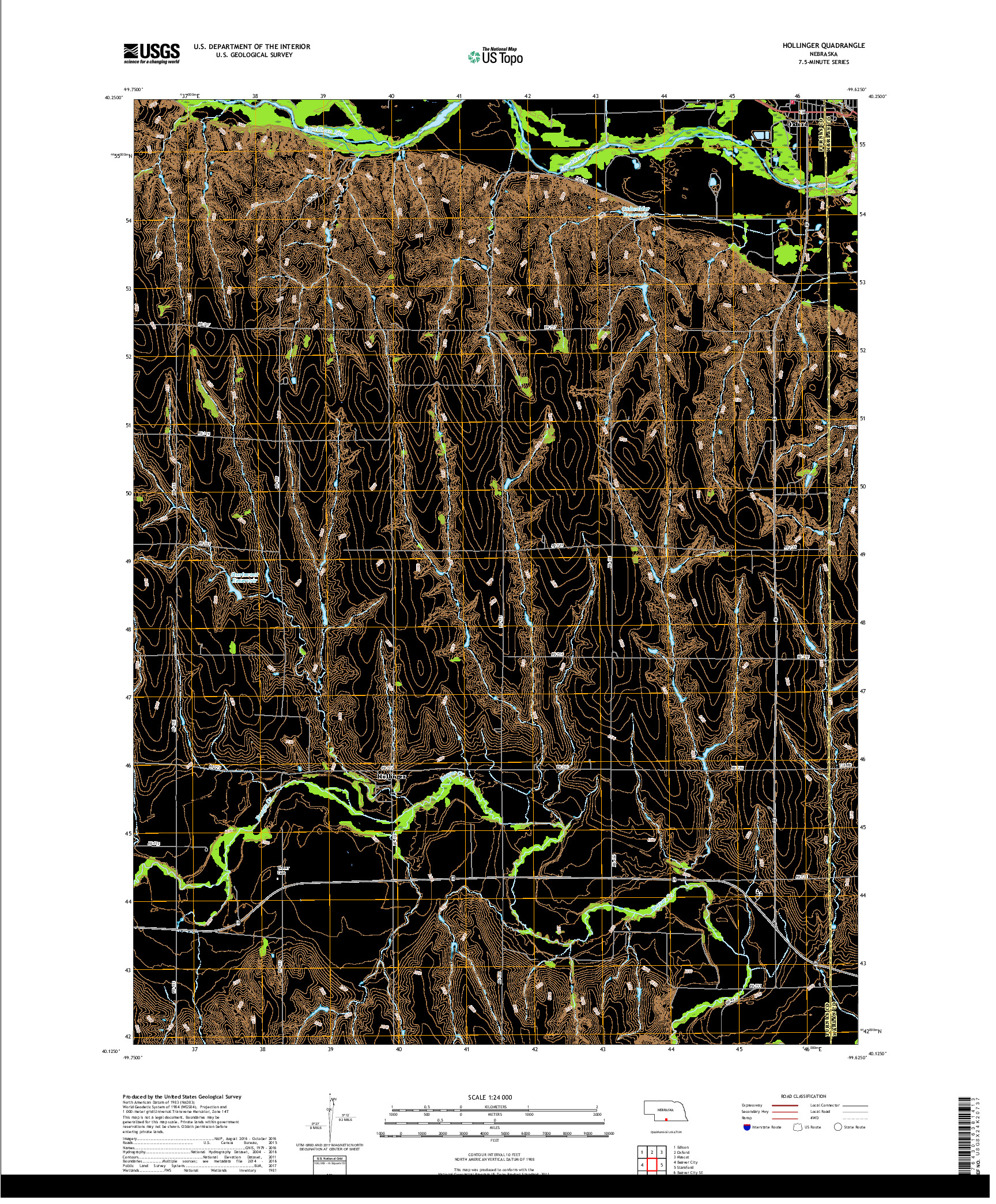 USGS US TOPO 7.5-MINUTE MAP FOR HOLLINGER, NE 2017