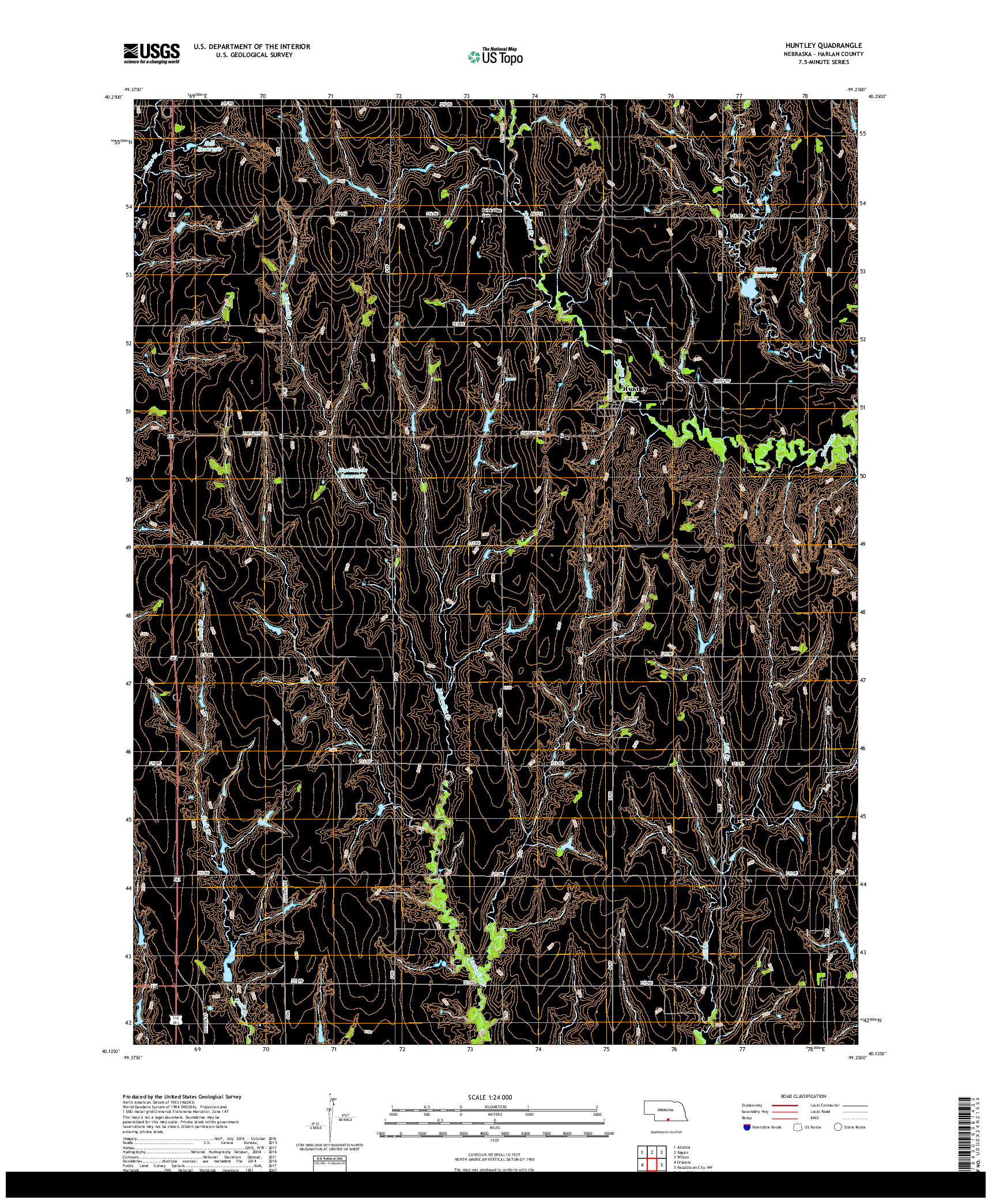 USGS US TOPO 7.5-MINUTE MAP FOR HUNTLEY, NE 2017