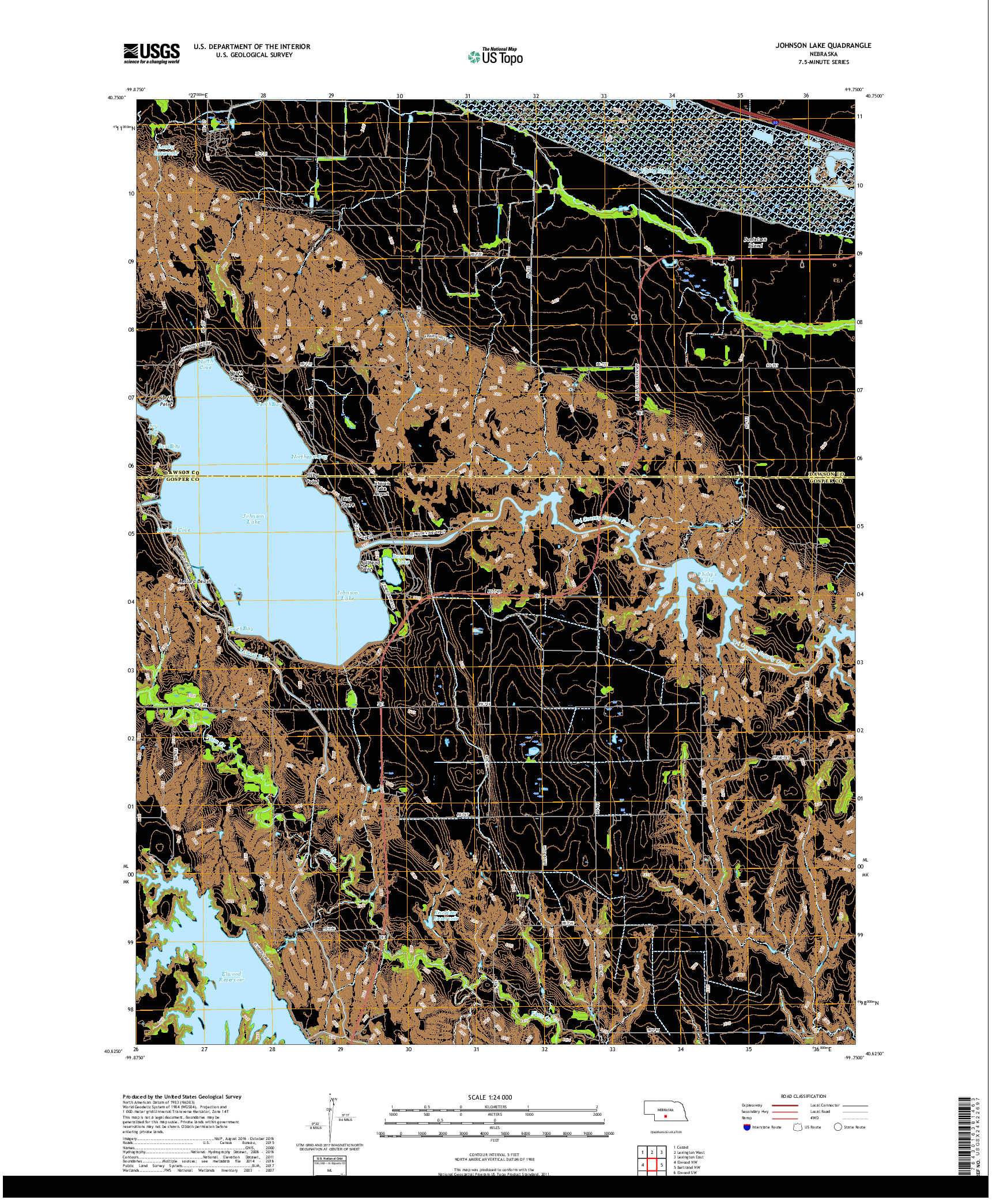USGS US TOPO 7.5-MINUTE MAP FOR JOHNSON LAKE, NE 2017