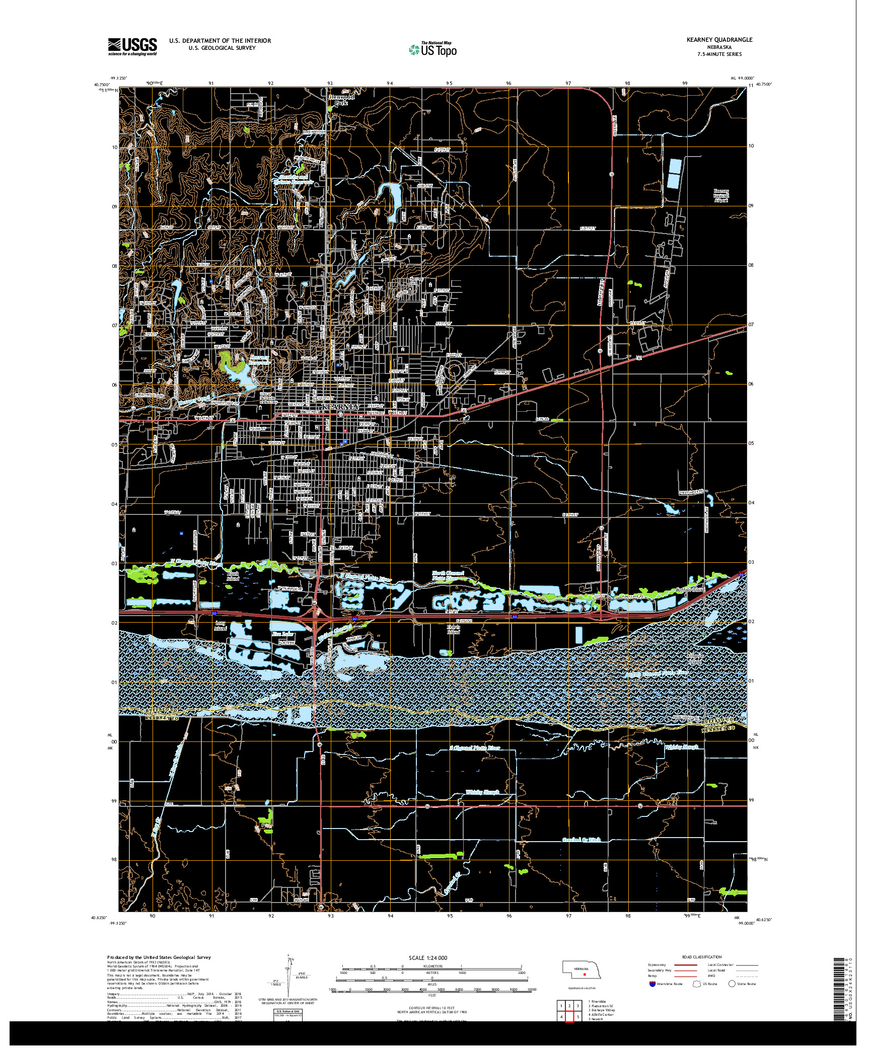 USGS US TOPO 7.5-MINUTE MAP FOR KEARNEY, NE 2017