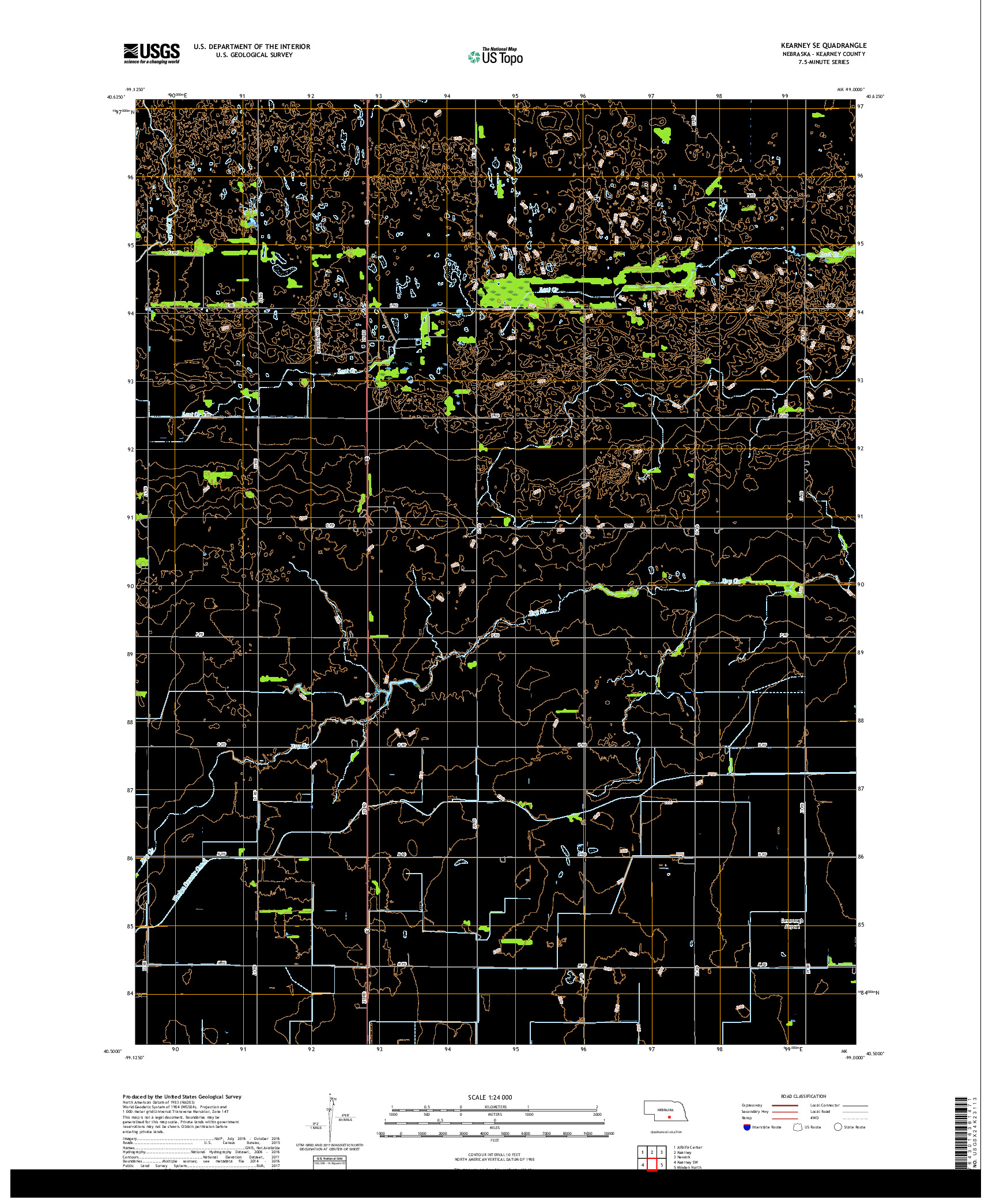 USGS US TOPO 7.5-MINUTE MAP FOR KEARNEY SE, NE 2017