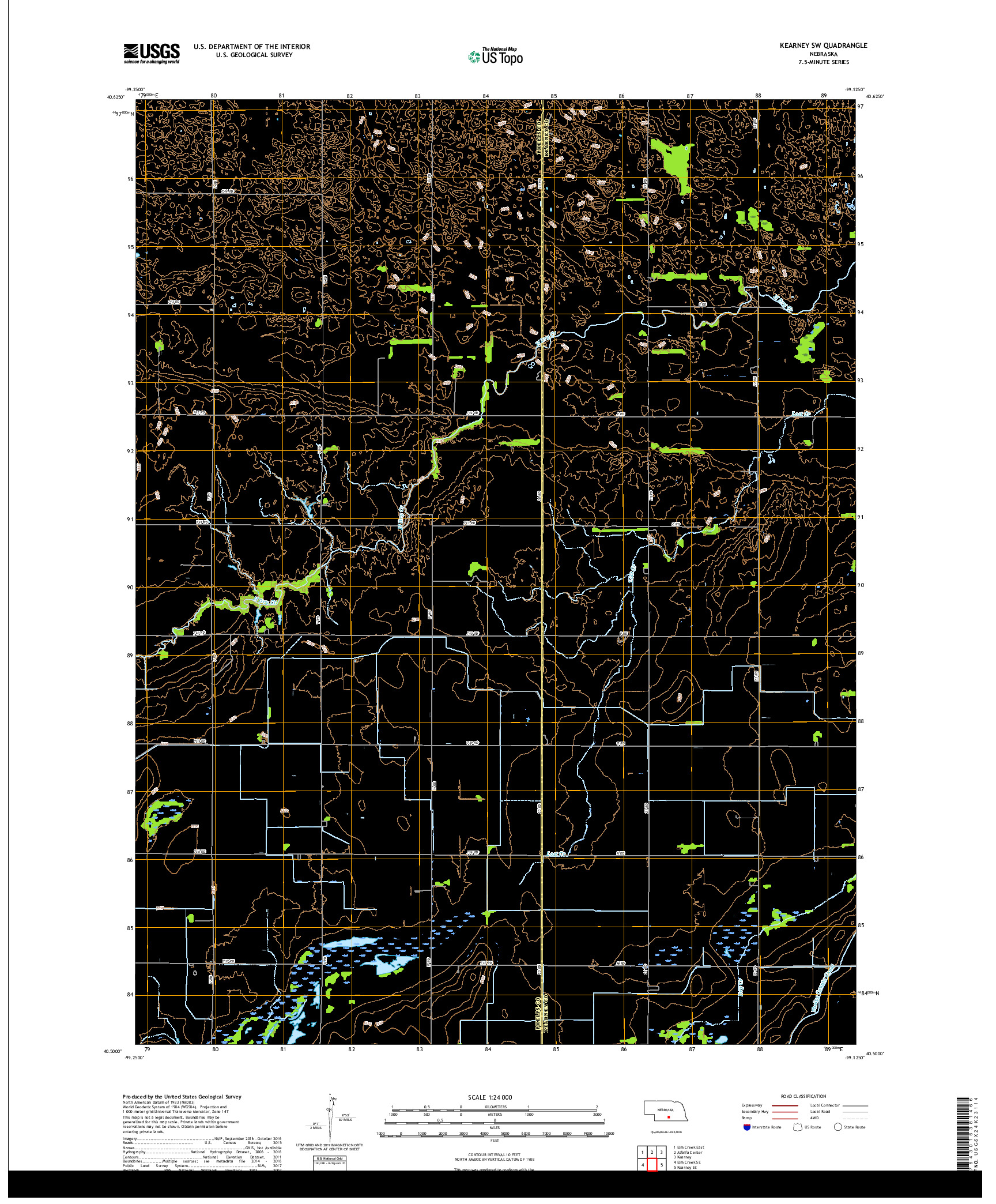 USGS US TOPO 7.5-MINUTE MAP FOR KEARNEY SW, NE 2017