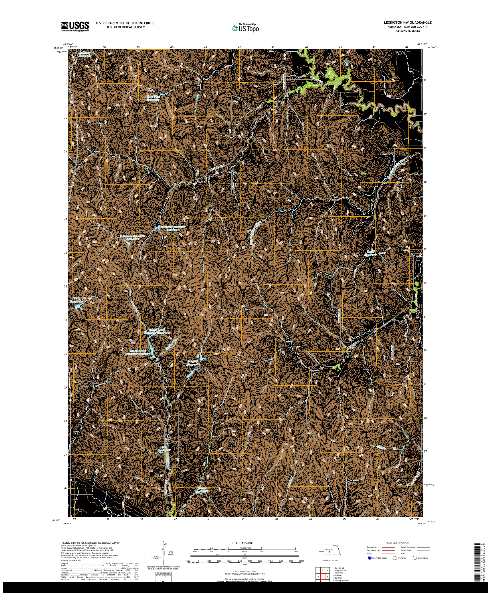 USGS US TOPO 7.5-MINUTE MAP FOR LEXINGTON NW, NE 2017