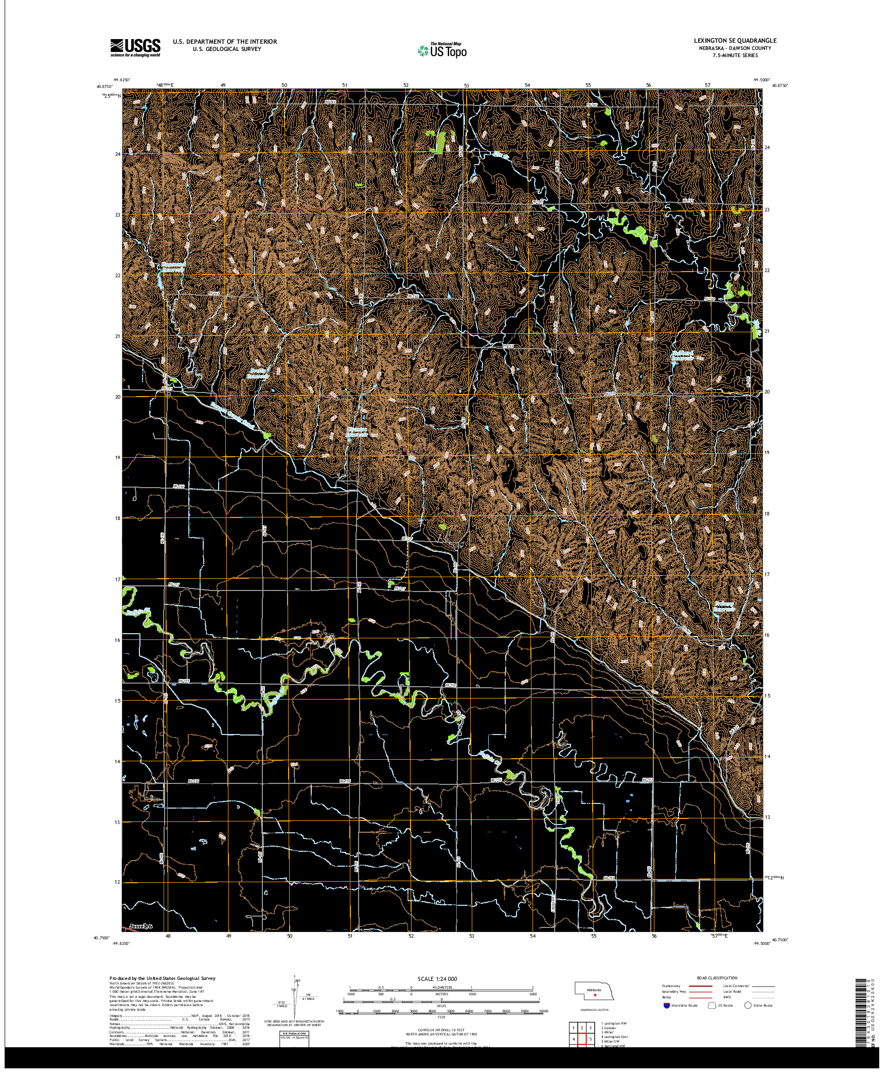 USGS US TOPO 7.5-MINUTE MAP FOR LEXINGTON SE, NE 2017