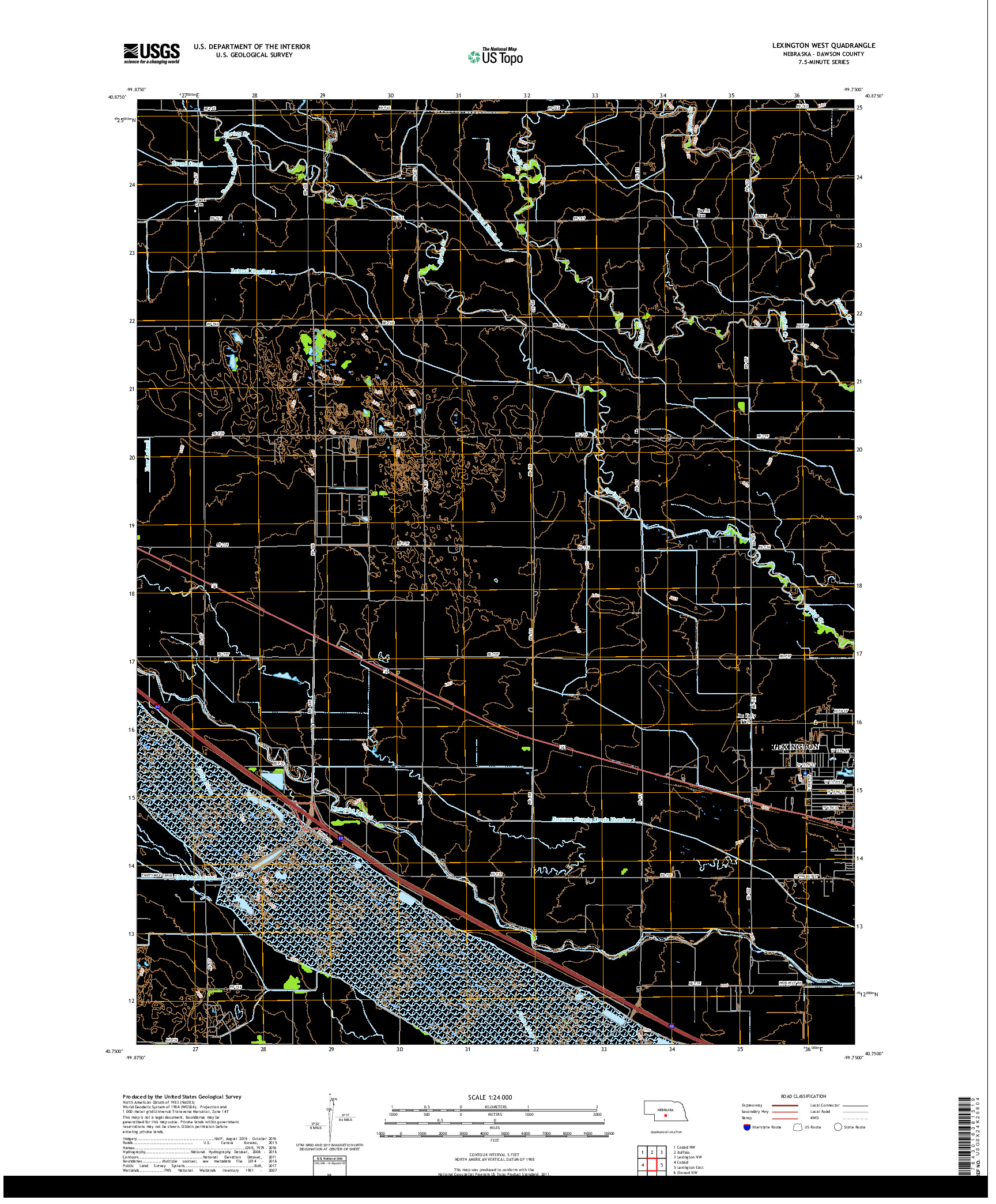 USGS US TOPO 7.5-MINUTE MAP FOR LEXINGTON WEST, NE 2017