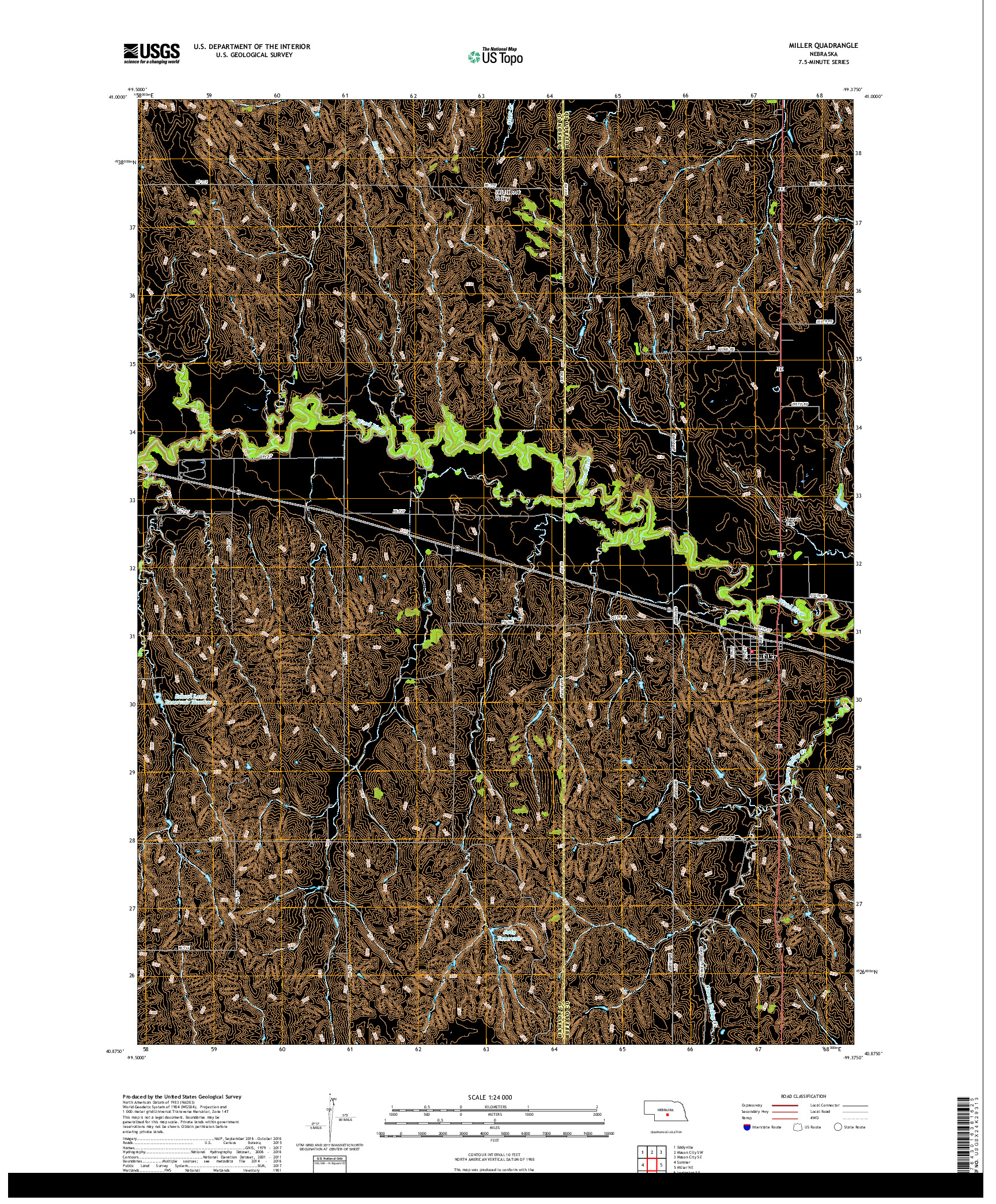 USGS US TOPO 7.5-MINUTE MAP FOR MILLER, NE 2017