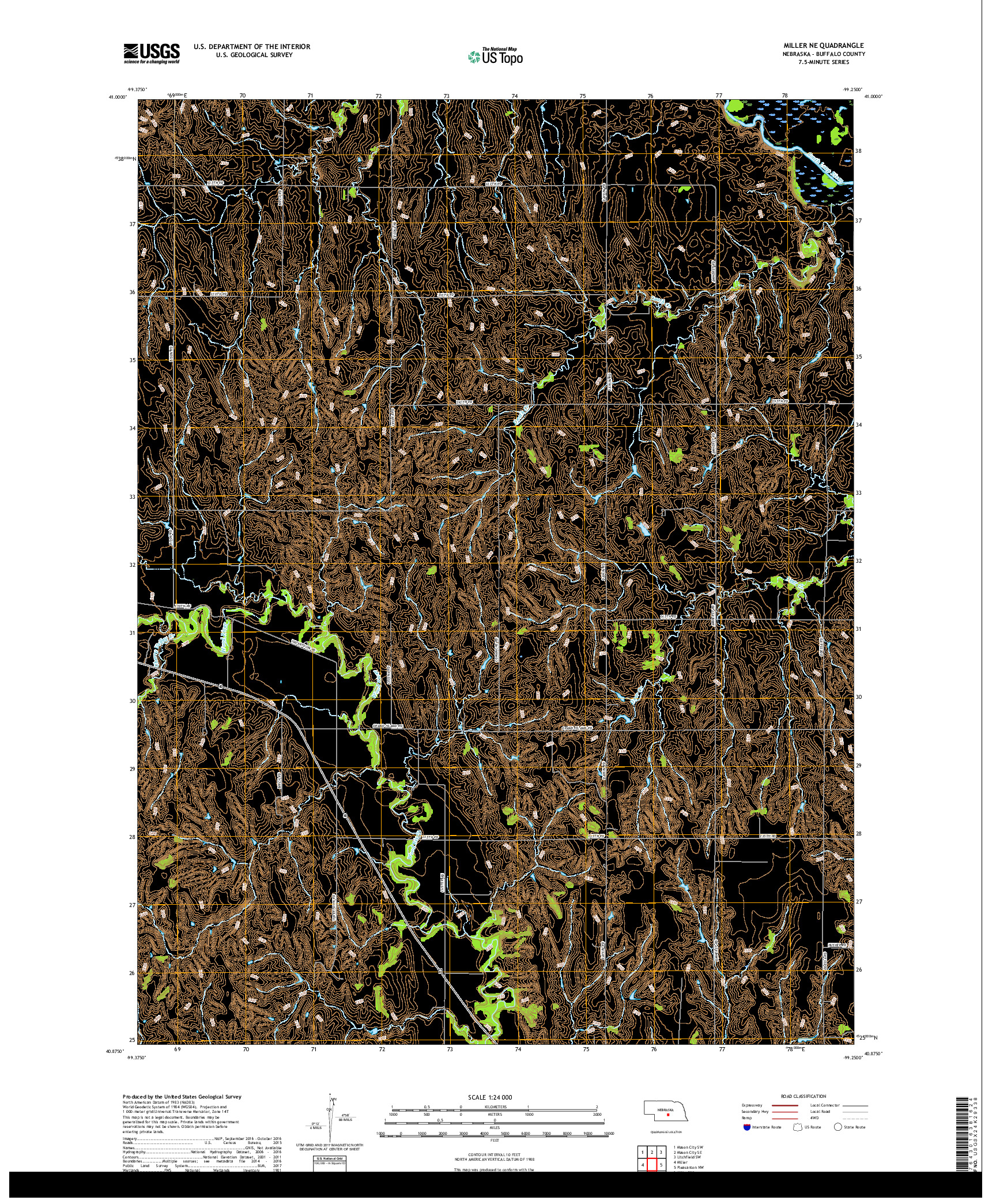 USGS US TOPO 7.5-MINUTE MAP FOR MILLER NE, NE 2017