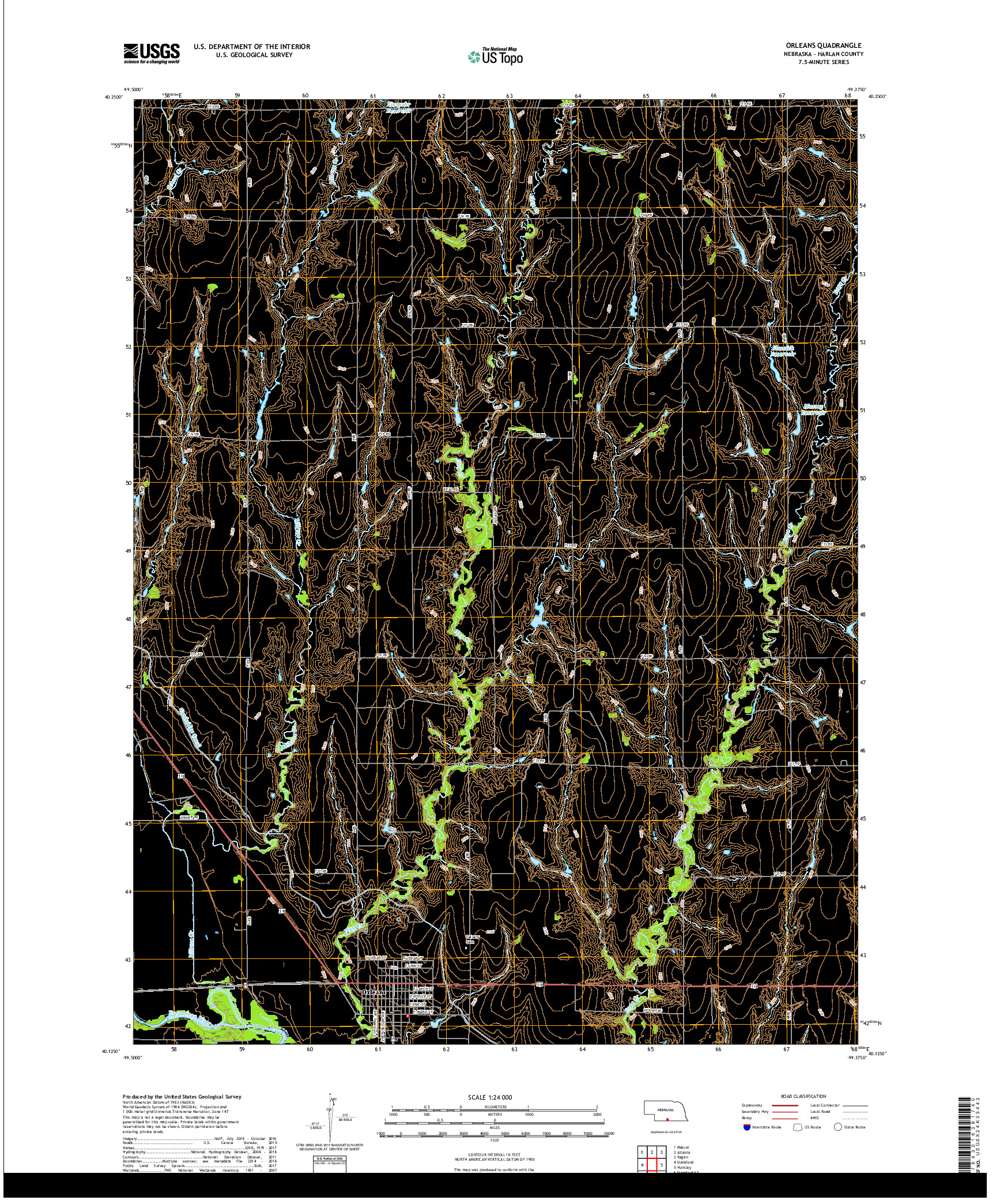 USGS US TOPO 7.5-MINUTE MAP FOR ORLEANS, NE 2017