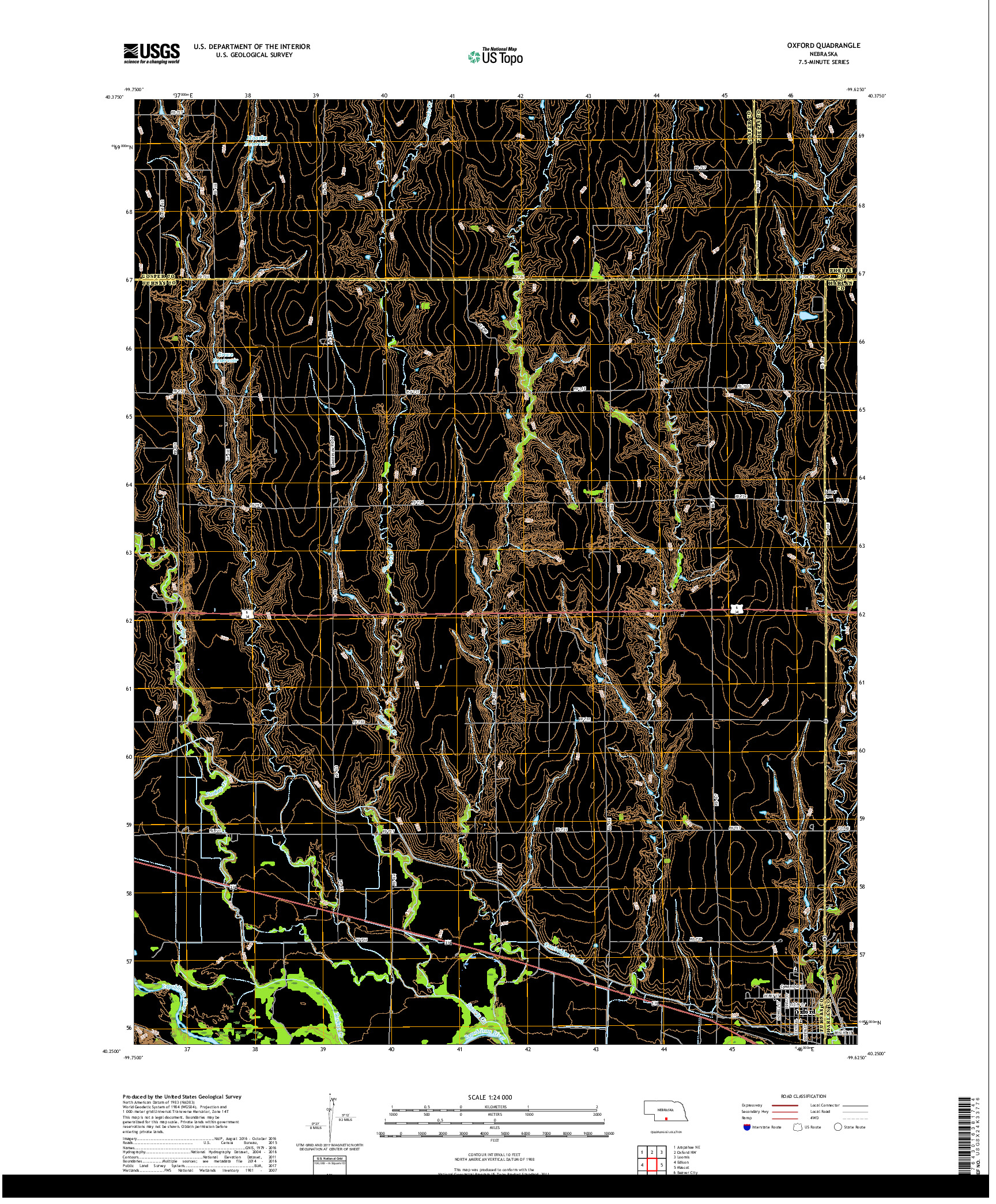 USGS US TOPO 7.5-MINUTE MAP FOR OXFORD, NE 2017