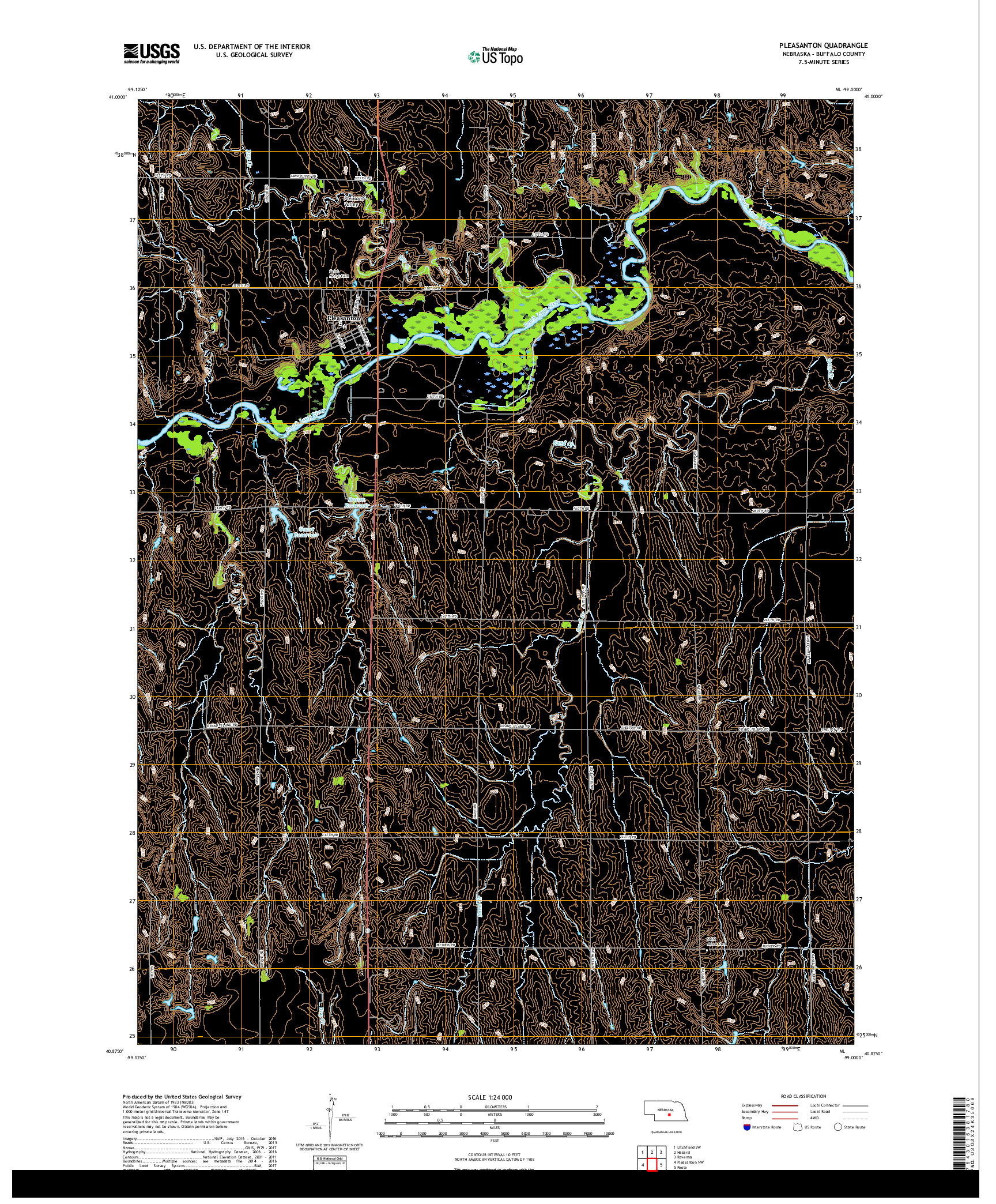 USGS US TOPO 7.5-MINUTE MAP FOR PLEASANTON, NE 2017