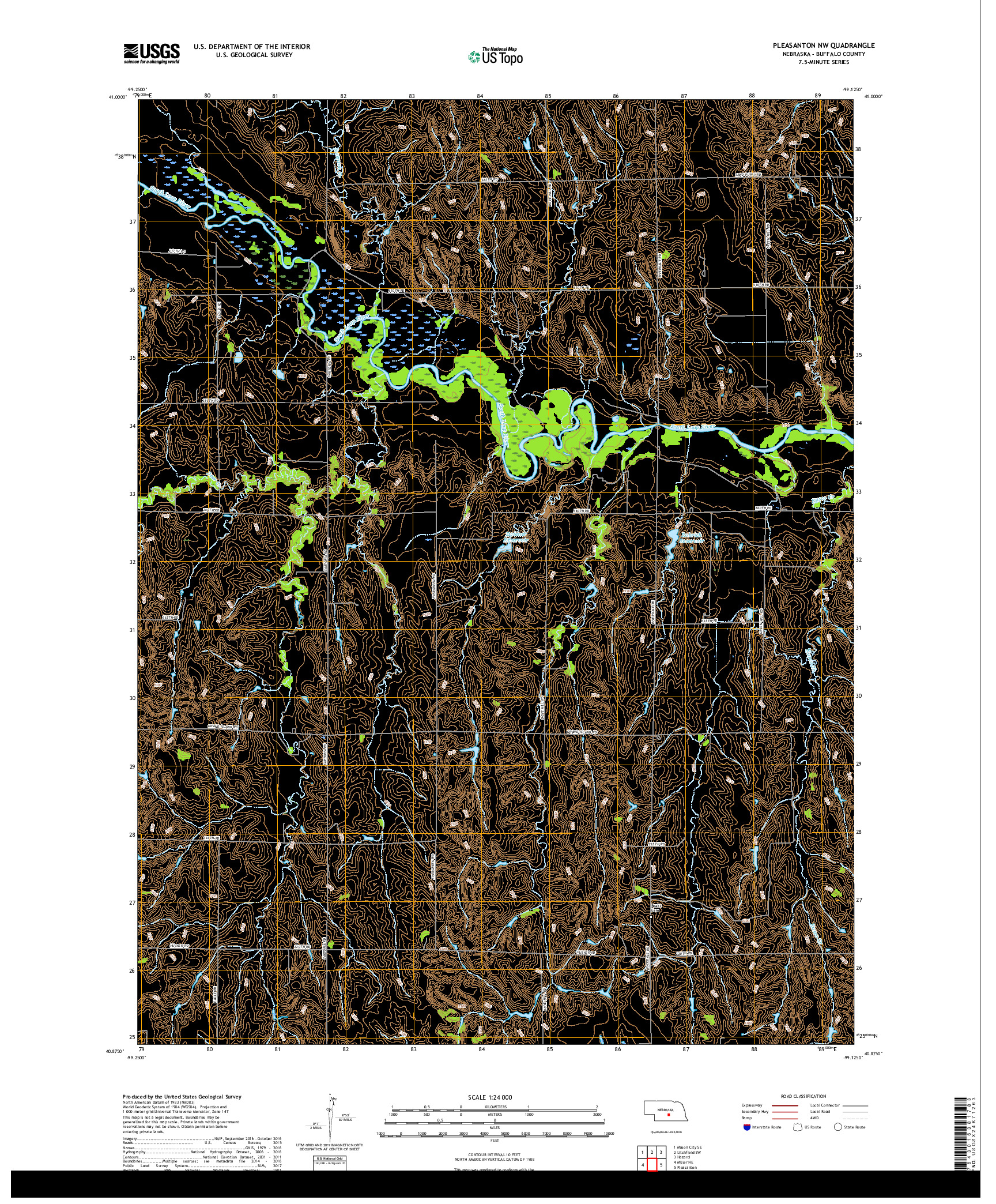 USGS US TOPO 7.5-MINUTE MAP FOR PLEASANTON NW, NE 2017