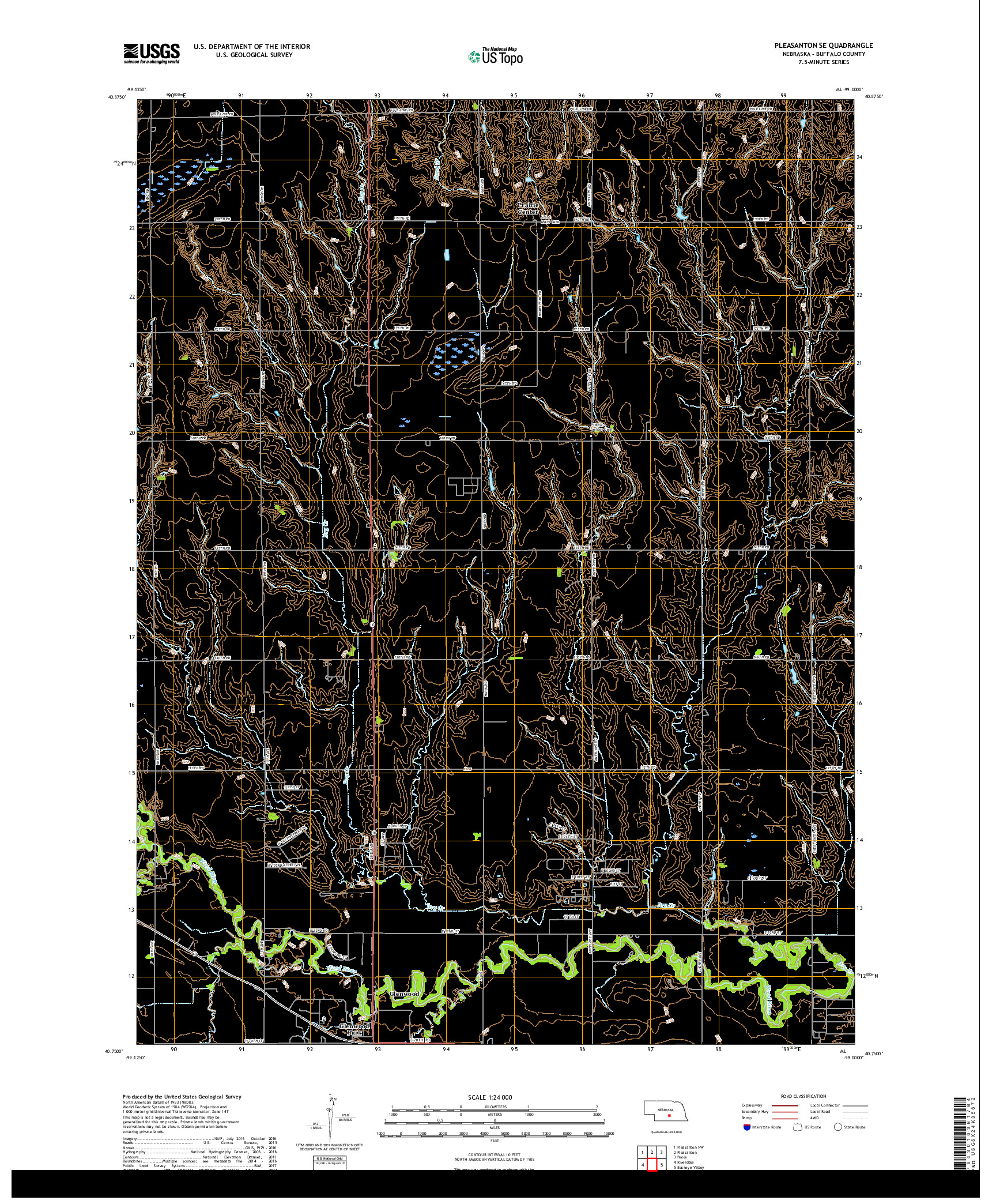 USGS US TOPO 7.5-MINUTE MAP FOR PLEASANTON SE, NE 2017