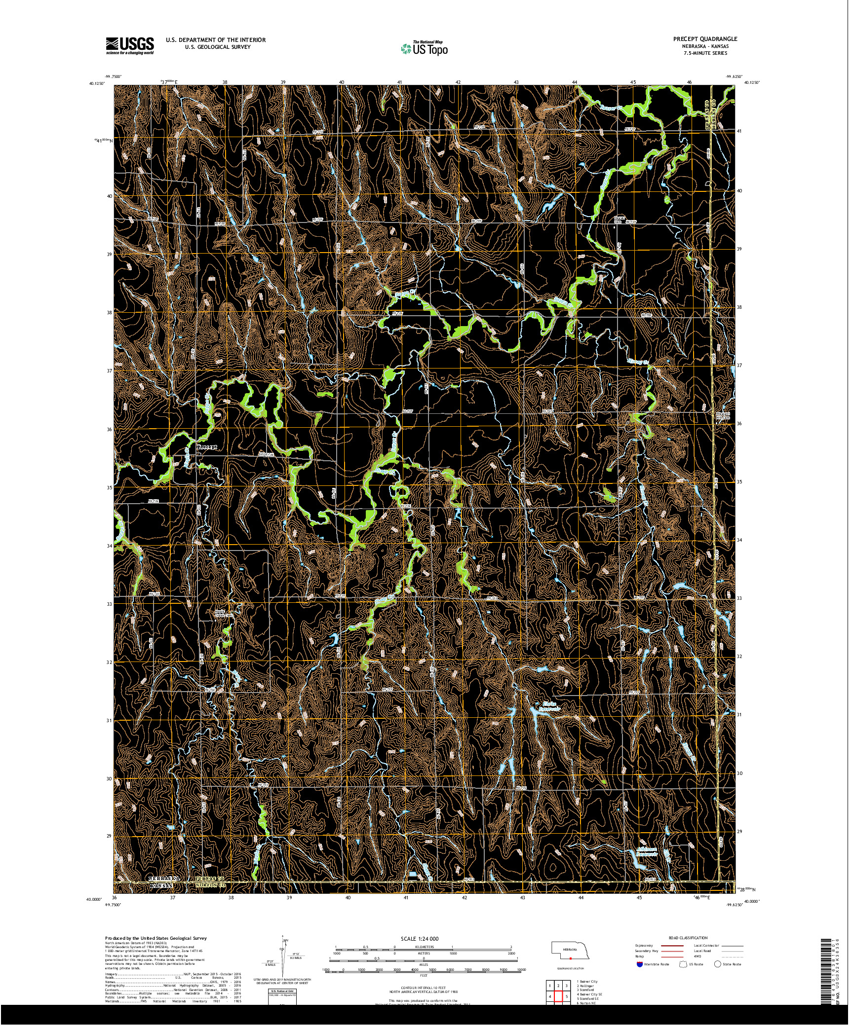 USGS US TOPO 7.5-MINUTE MAP FOR PRECEPT, NE,KS 2017