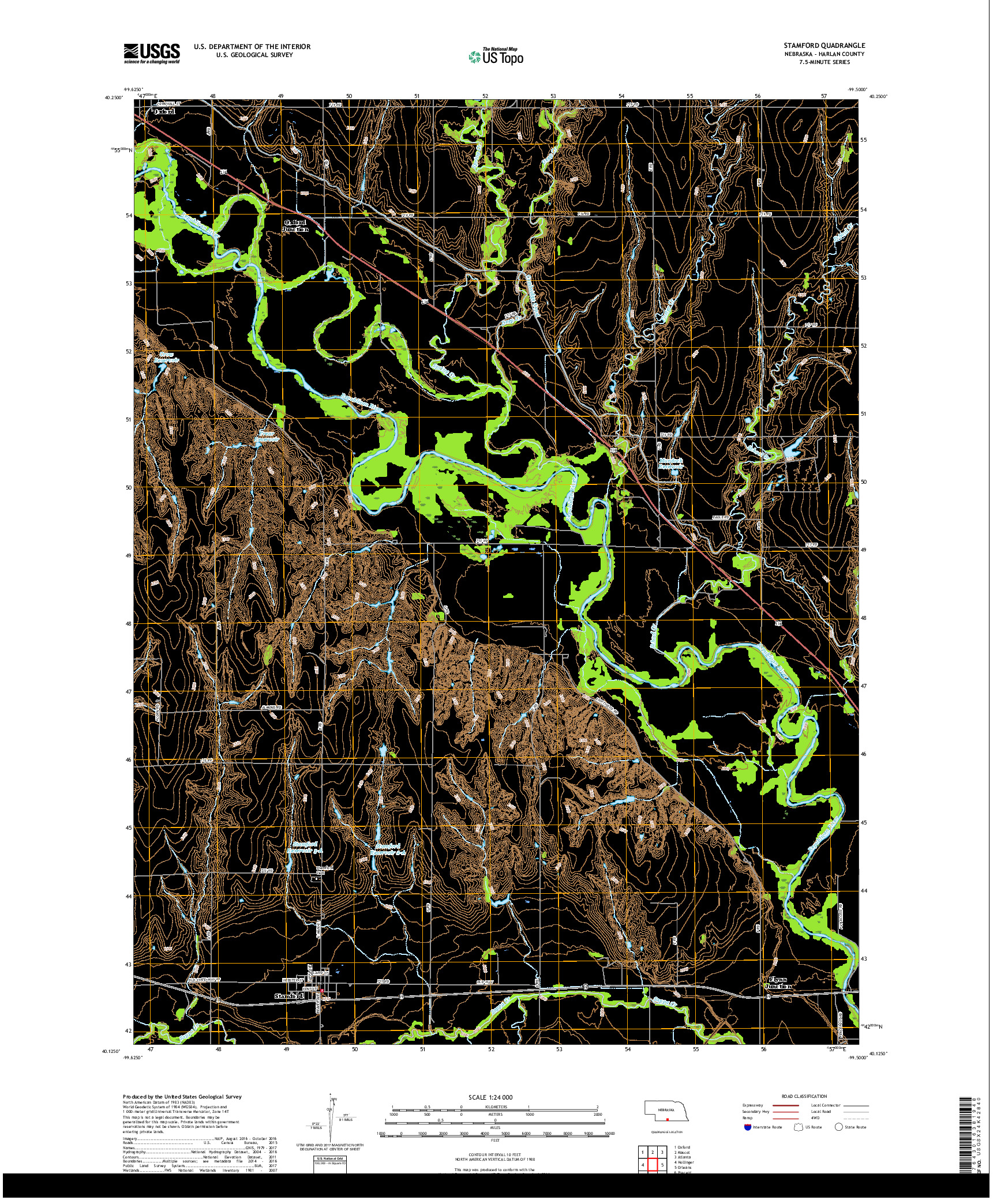 USGS US TOPO 7.5-MINUTE MAP FOR STAMFORD, NE 2017