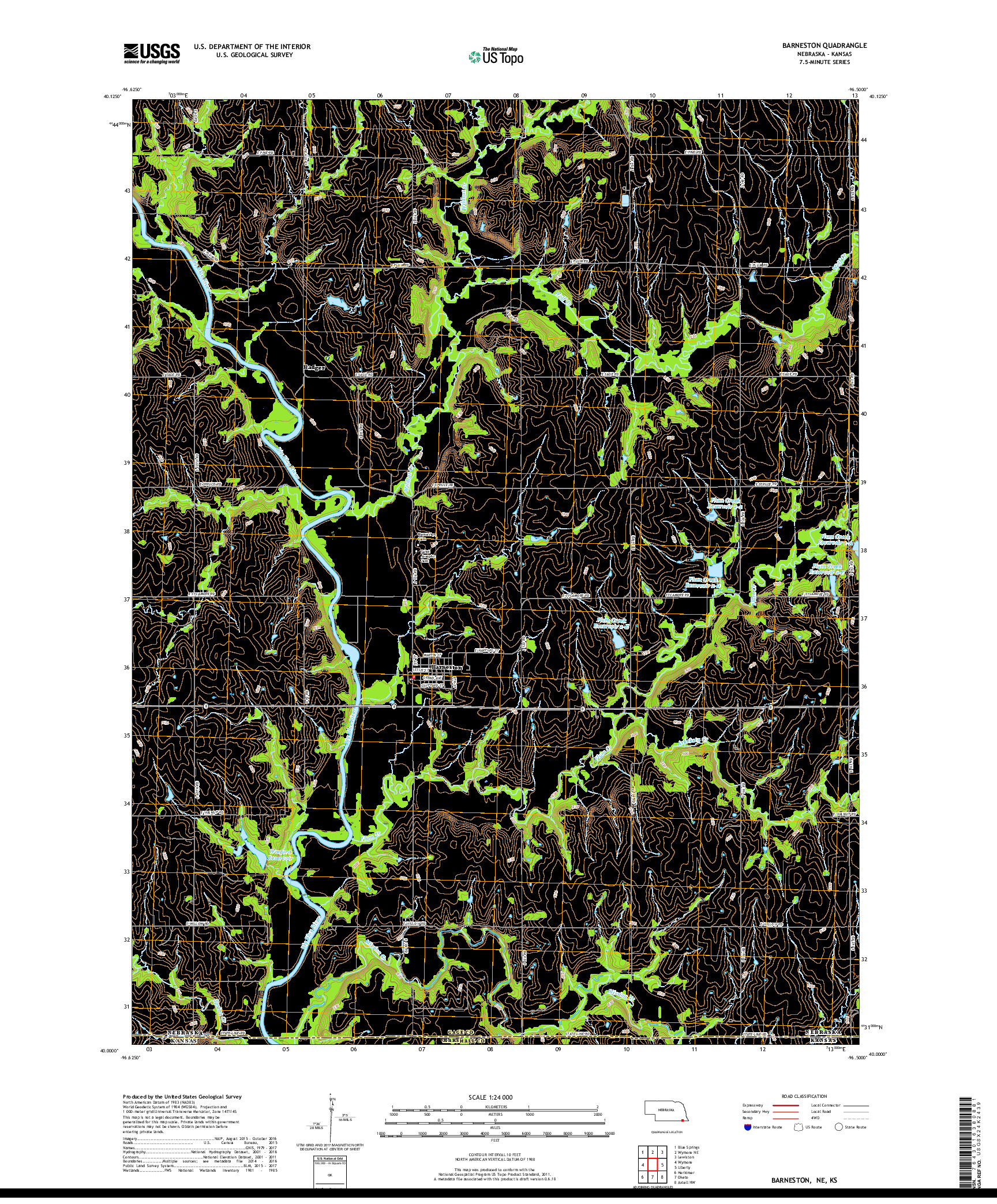 USGS US TOPO 7.5-MINUTE MAP FOR BARNESTON, NE,KS 2017