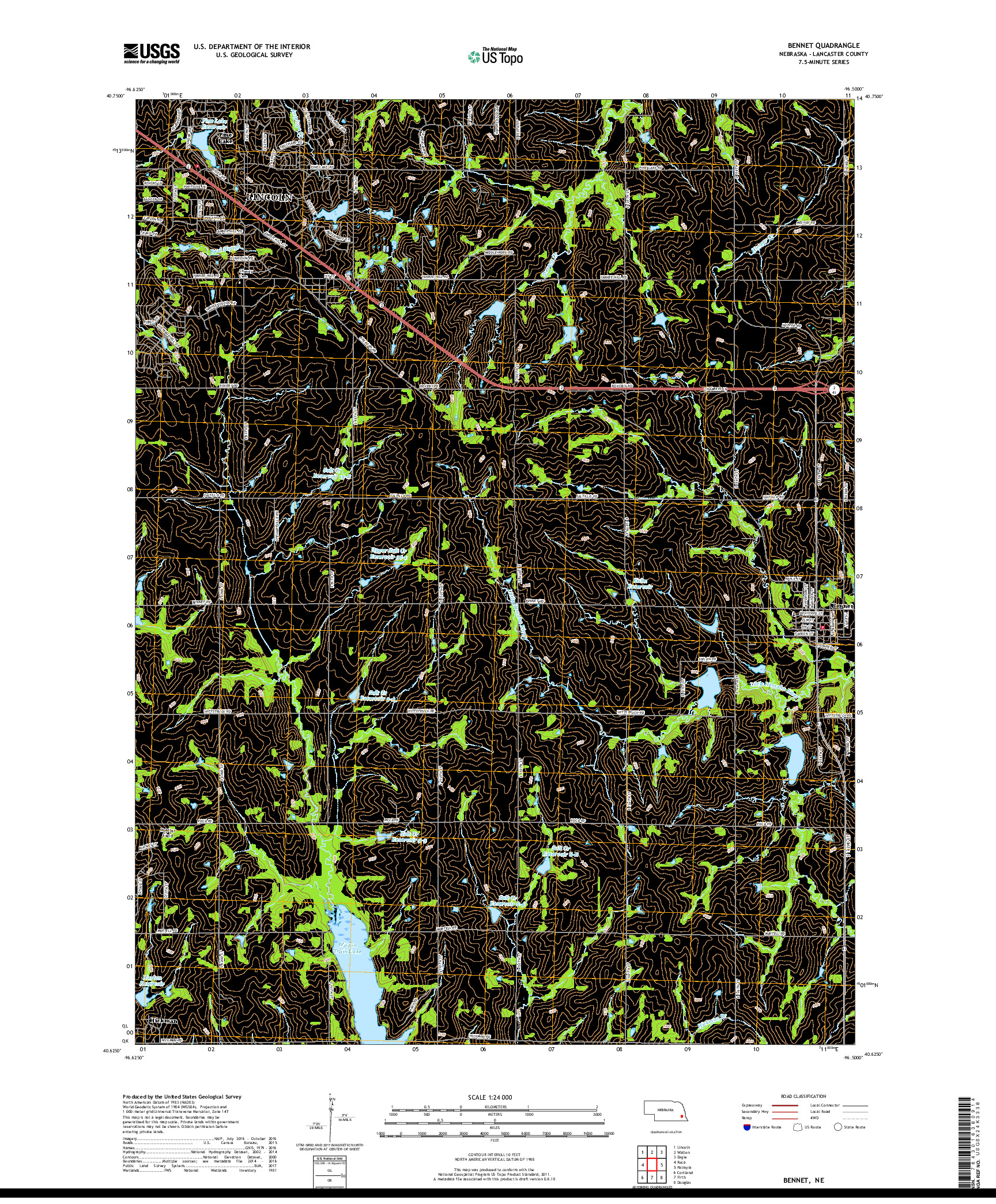 USGS US TOPO 7.5-MINUTE MAP FOR BENNET, NE 2017