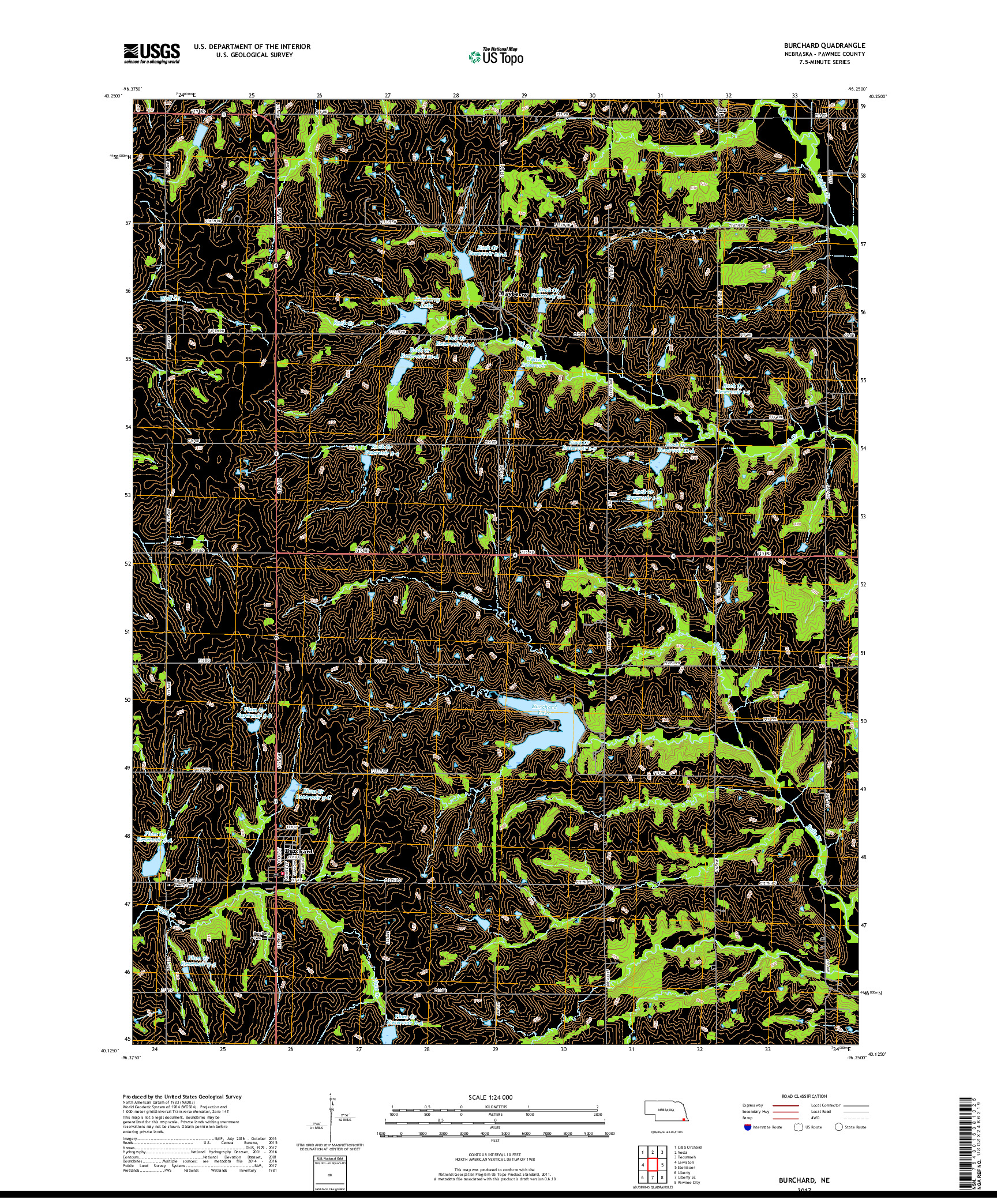 USGS US TOPO 7.5-MINUTE MAP FOR BURCHARD, NE 2017