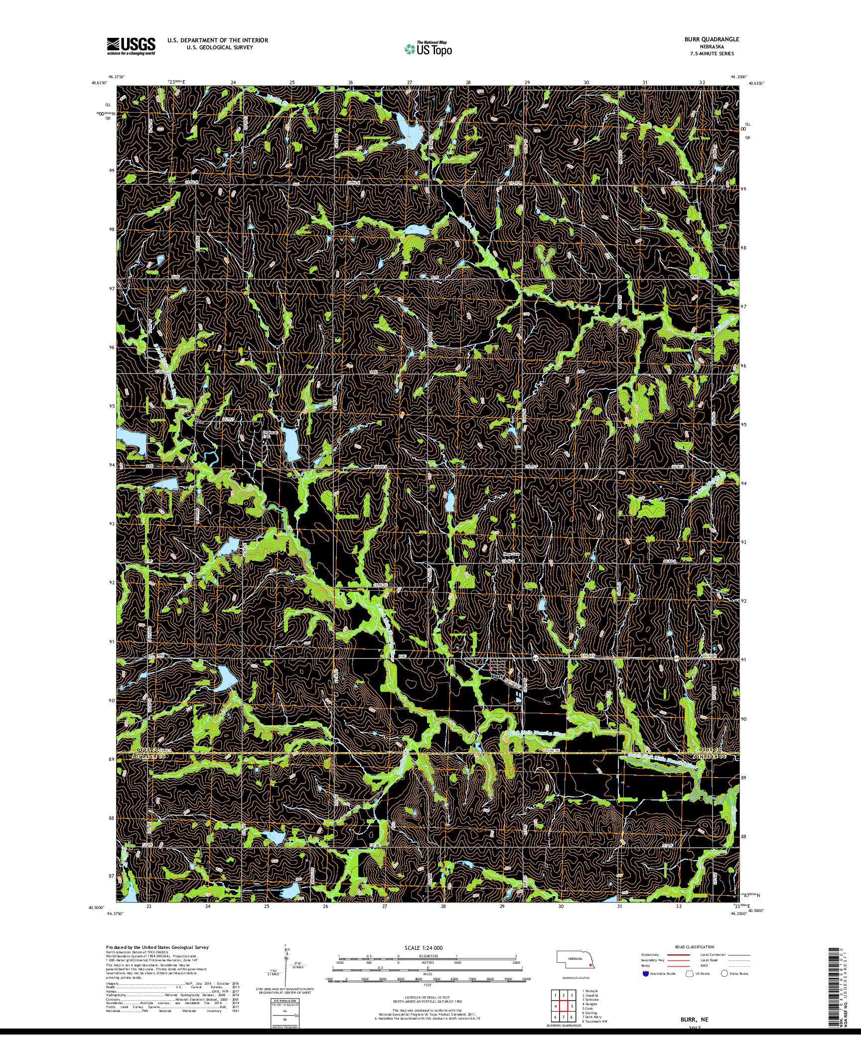 USGS US TOPO 7.5-MINUTE MAP FOR BURR, NE 2017