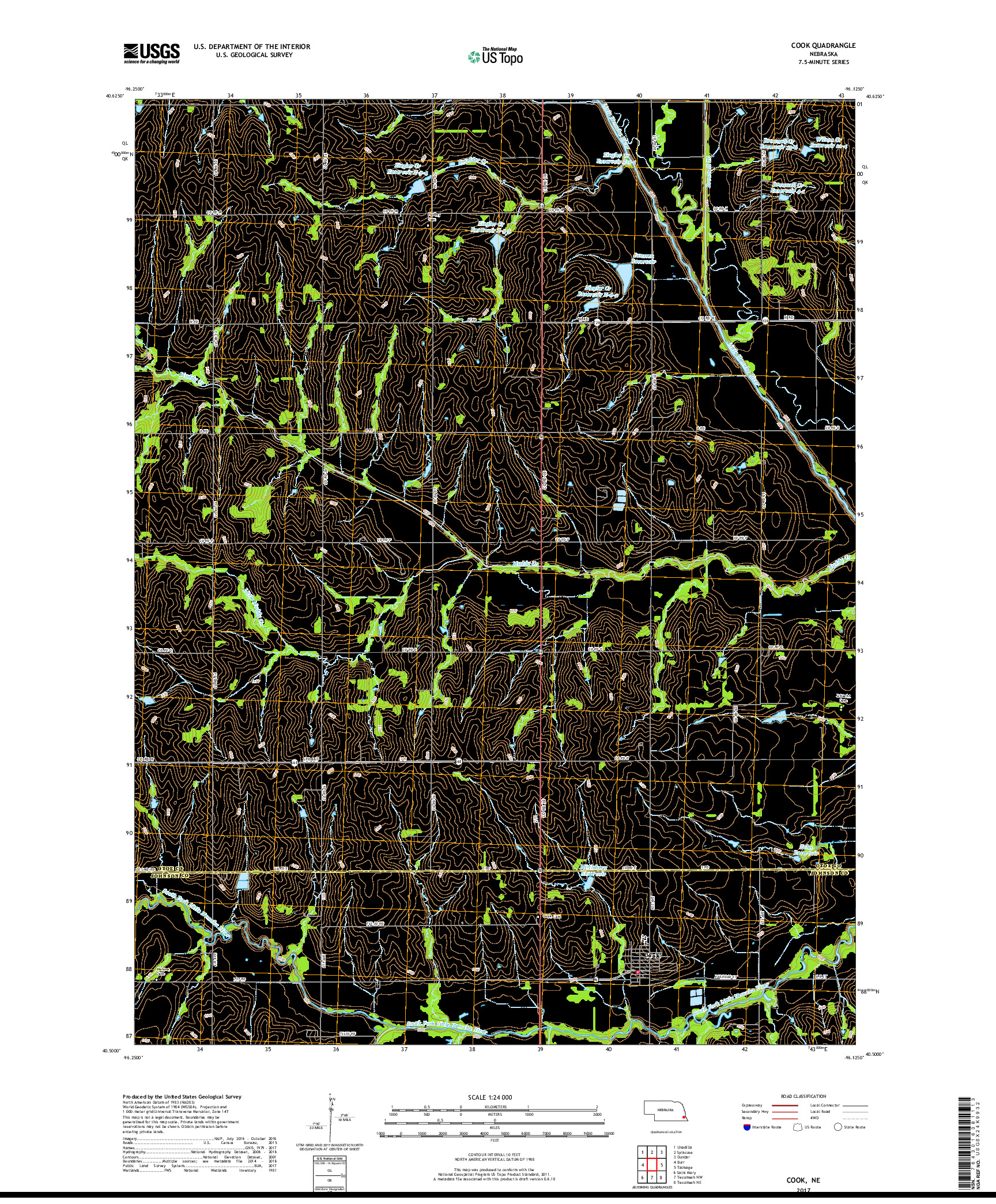 USGS US TOPO 7.5-MINUTE MAP FOR COOK, NE 2017