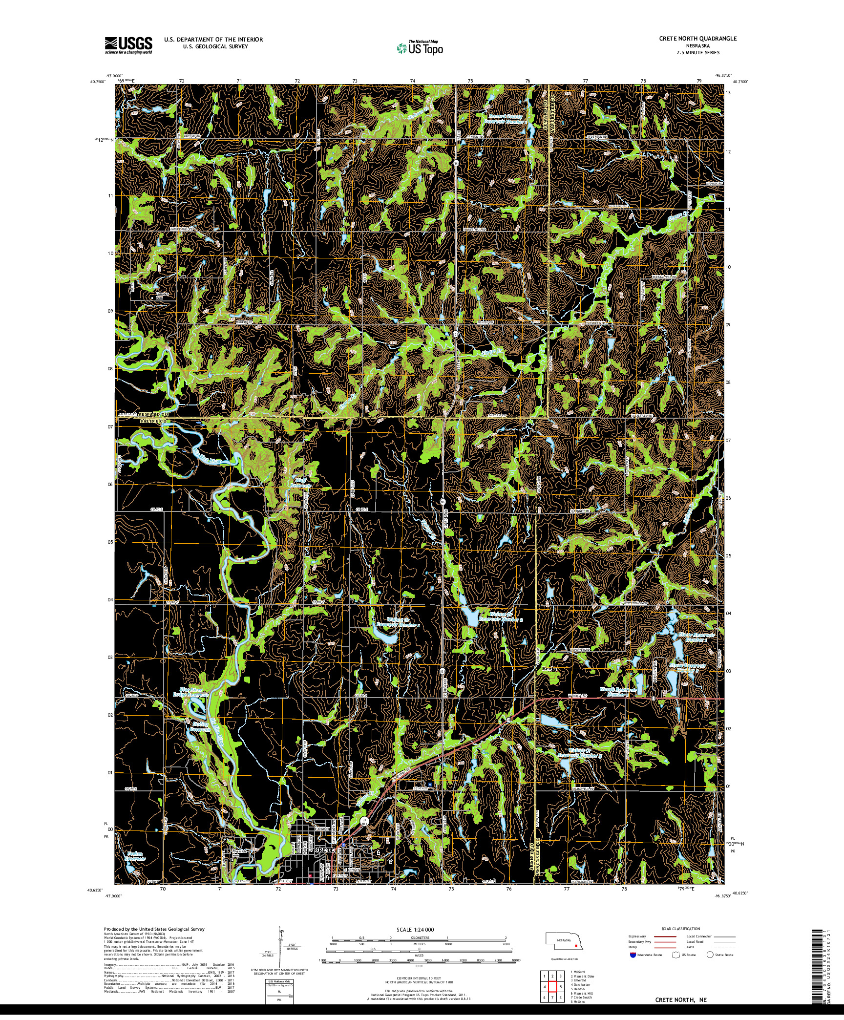 USGS US TOPO 7.5-MINUTE MAP FOR CRETE NORTH, NE 2017