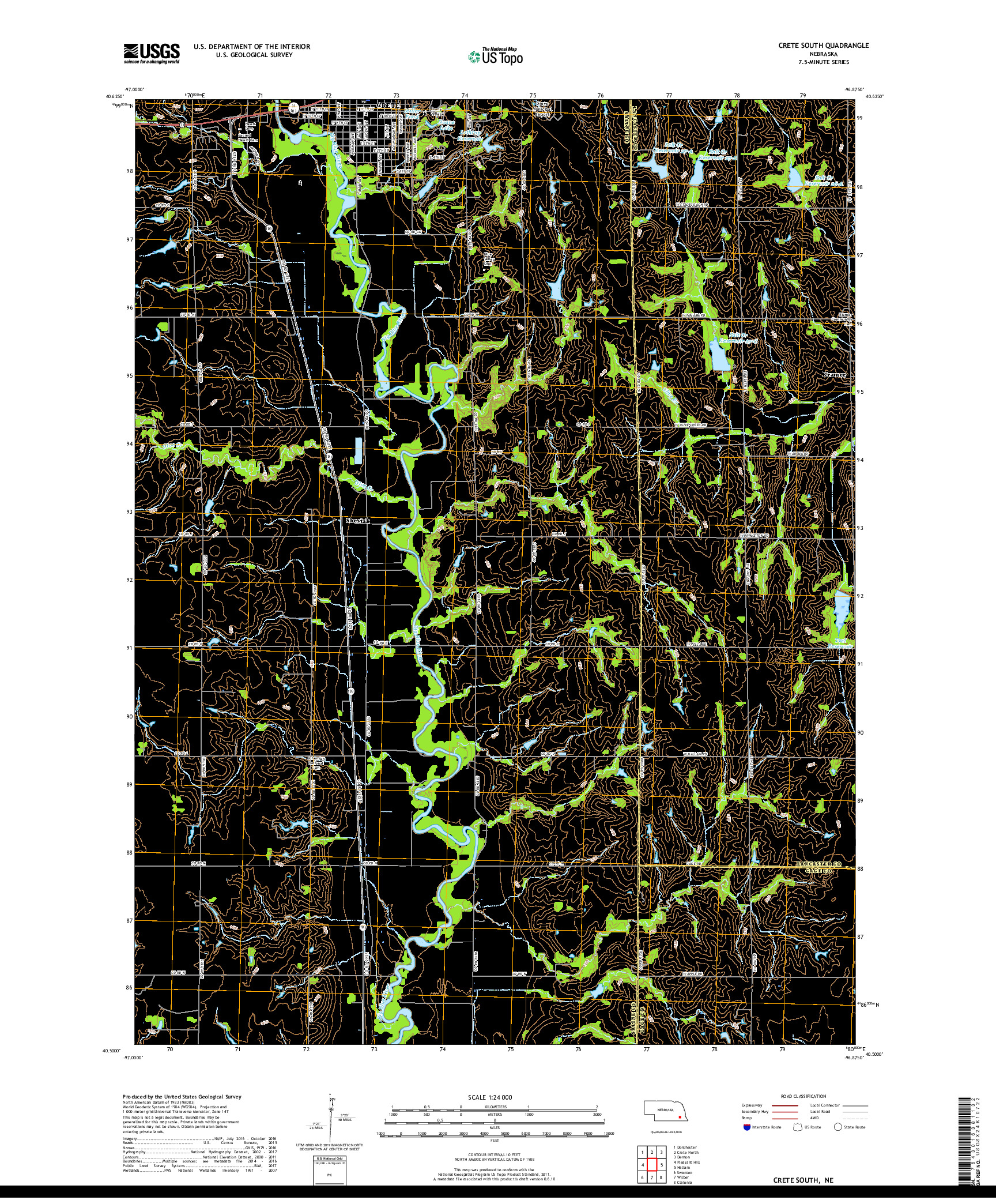 USGS US TOPO 7.5-MINUTE MAP FOR CRETE SOUTH, NE 2017