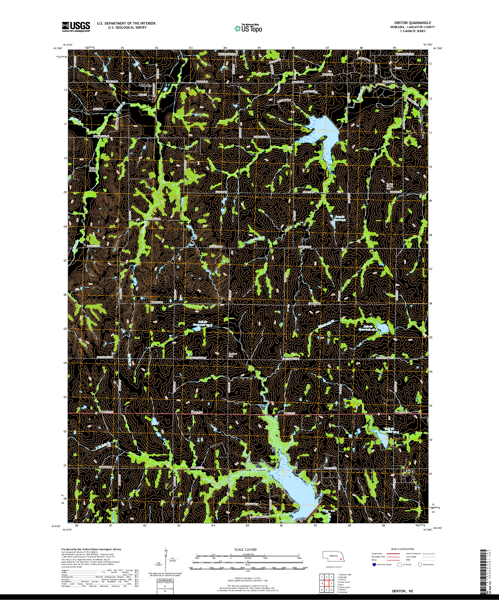 USGS US TOPO 7.5-MINUTE MAP FOR DENTON, NE 2017