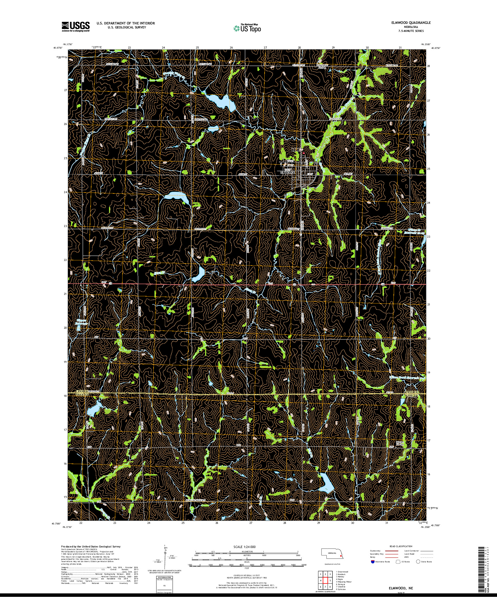 USGS US TOPO 7.5-MINUTE MAP FOR ELMWOOD, NE 2017