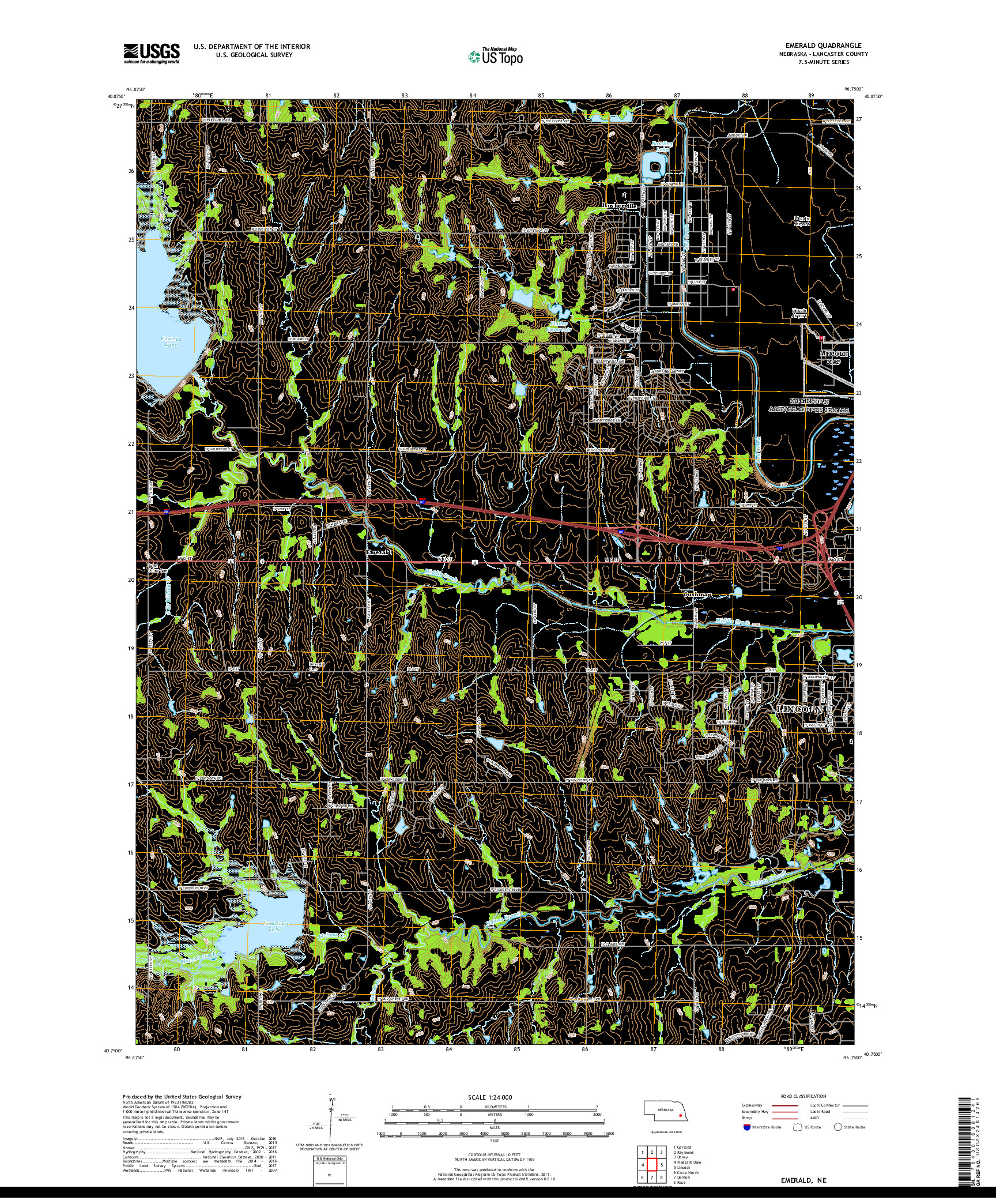 USGS US TOPO 7.5-MINUTE MAP FOR EMERALD, NE 2017