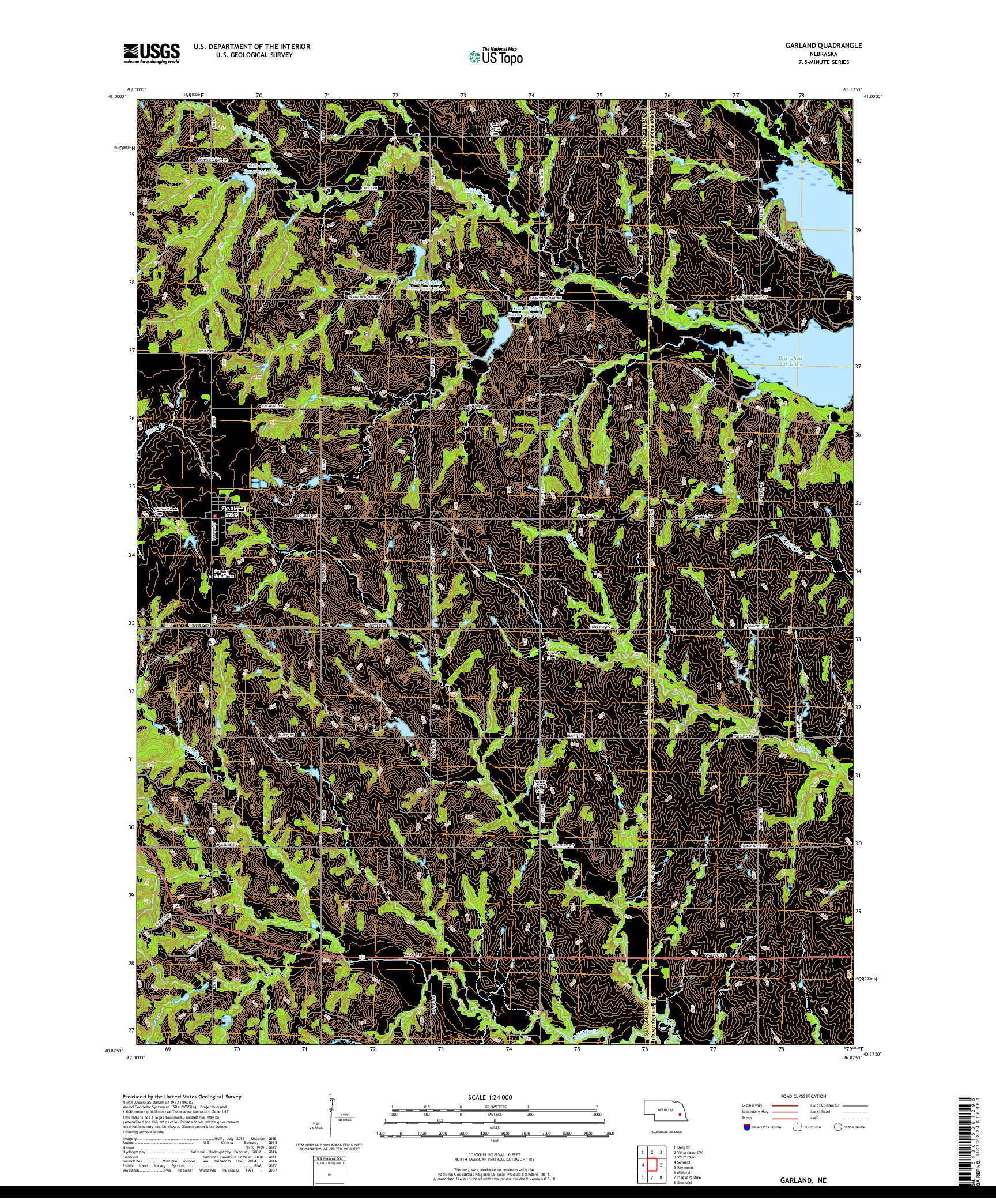 USGS US TOPO 7.5-MINUTE MAP FOR GARLAND, NE 2017