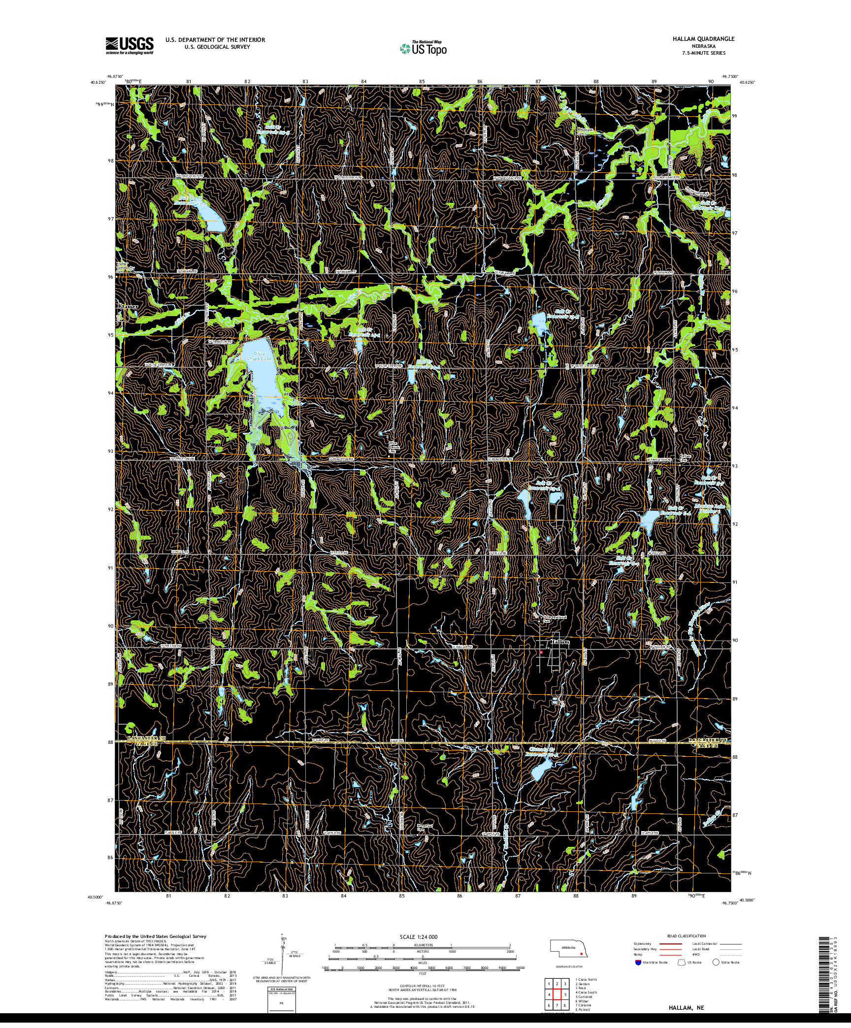 USGS US TOPO 7.5-MINUTE MAP FOR HALLAM, NE 2017