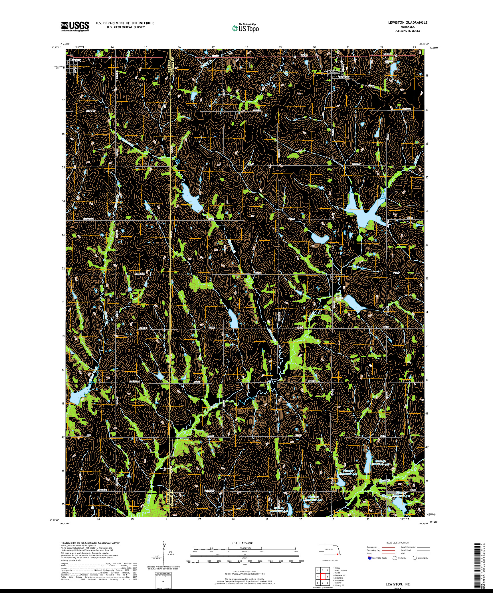 USGS US TOPO 7.5-MINUTE MAP FOR LEWISTON, NE 2017