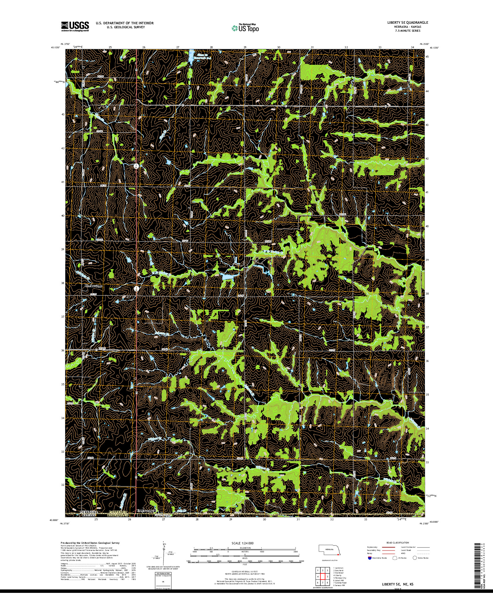 USGS US TOPO 7.5-MINUTE MAP FOR LIBERTY SE, NE,KS 2017