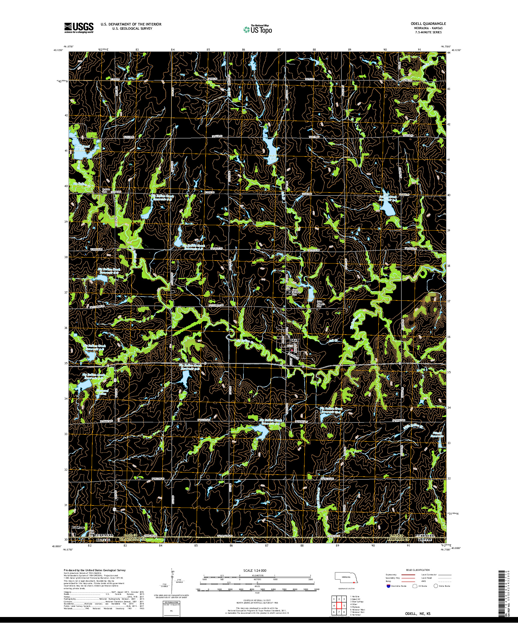 USGS US TOPO 7.5-MINUTE MAP FOR ODELL, NE,KS 2017