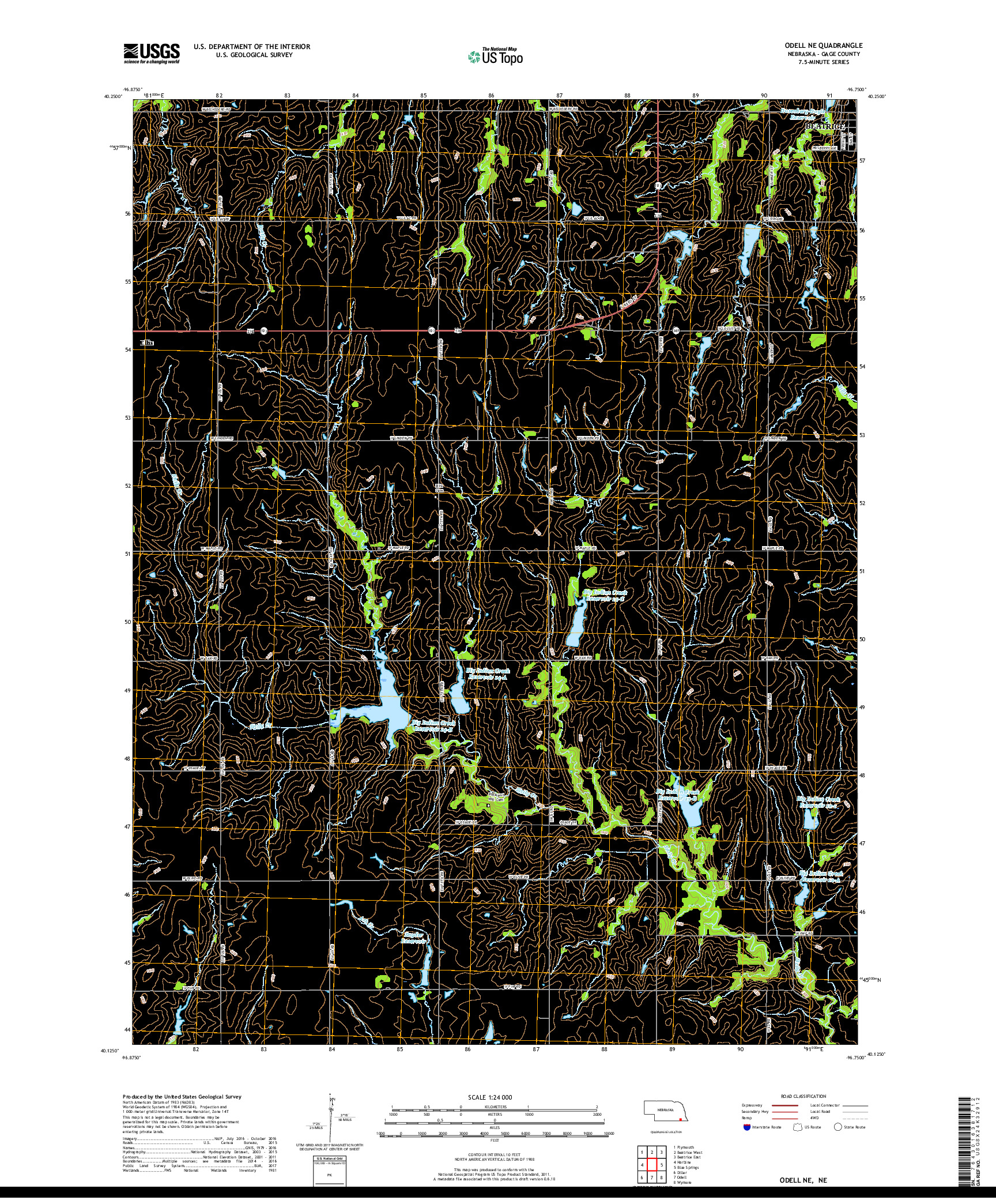 USGS US TOPO 7.5-MINUTE MAP FOR ODELL NE, NE 2017