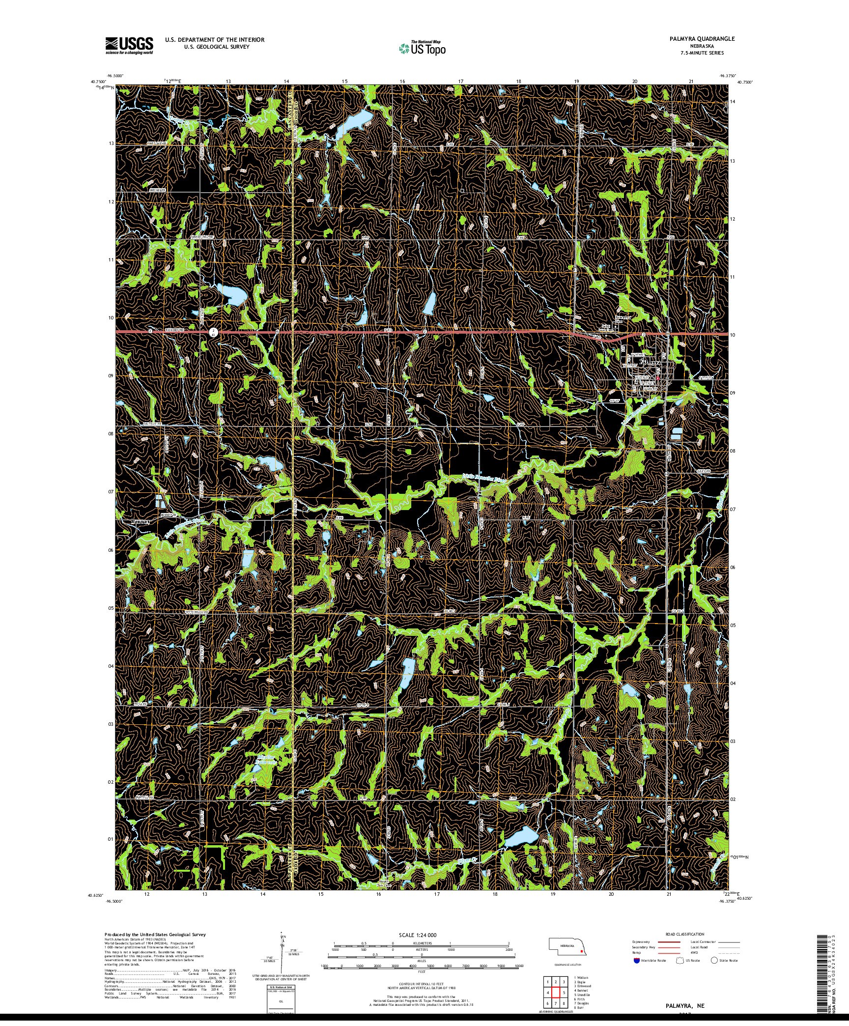 USGS US TOPO 7.5-MINUTE MAP FOR PALMYRA, NE 2017