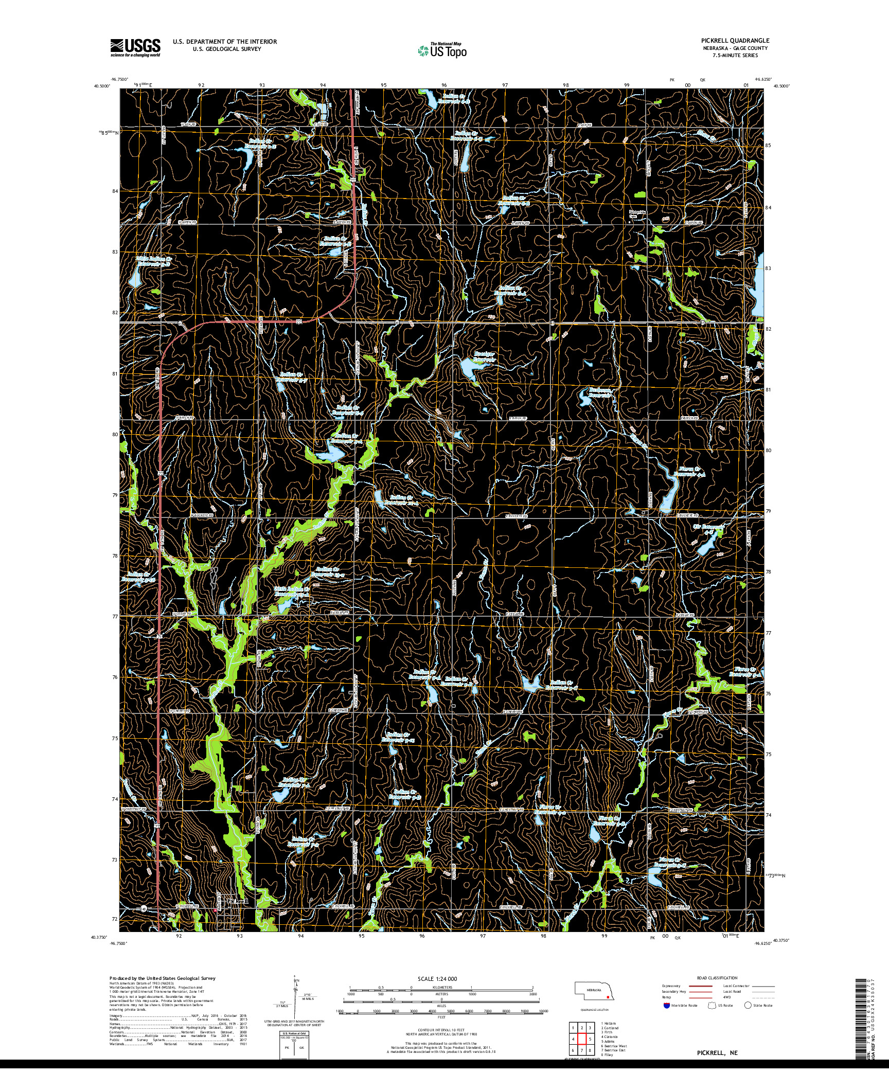 USGS US TOPO 7.5-MINUTE MAP FOR PICKRELL, NE 2017