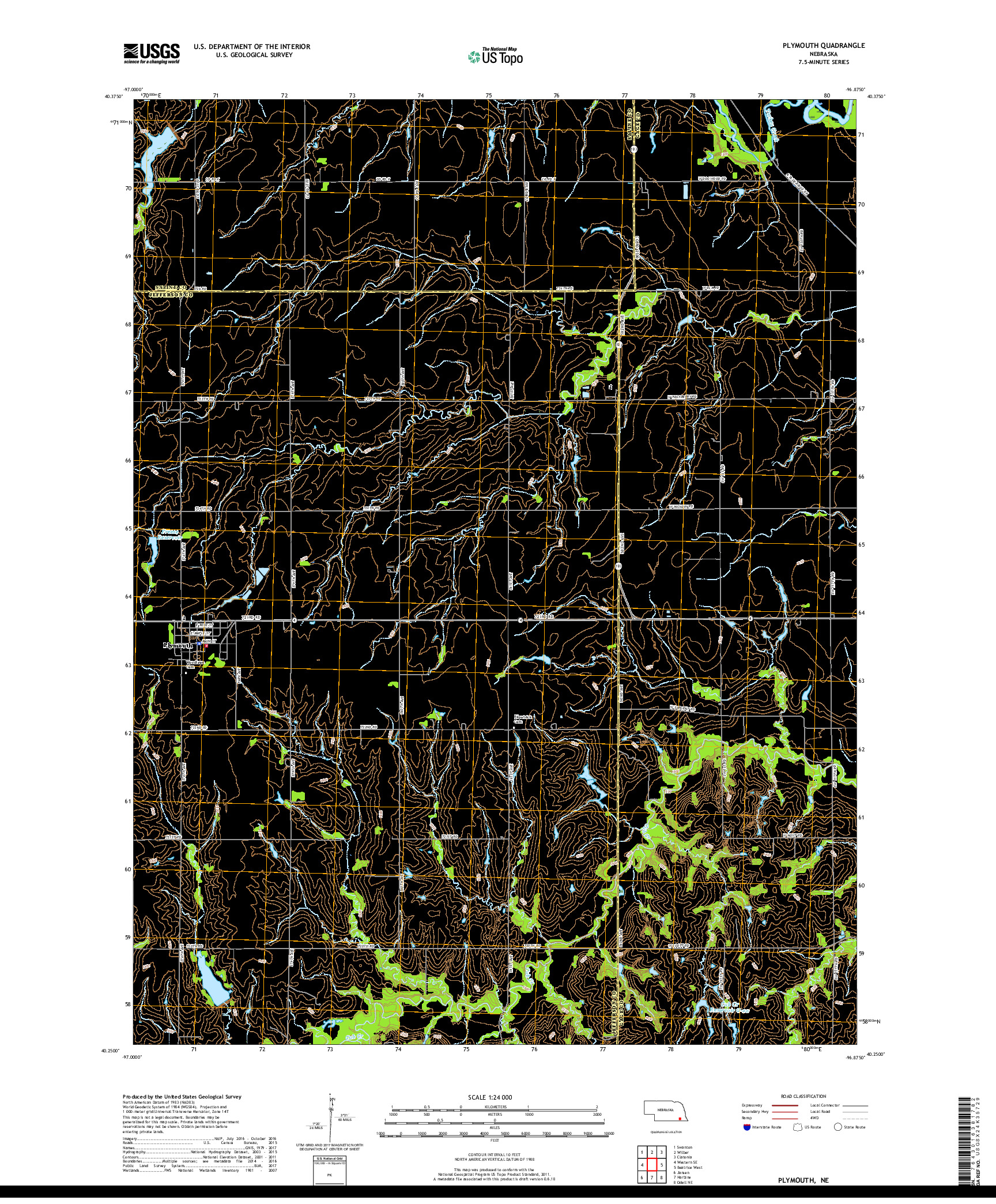 USGS US TOPO 7.5-MINUTE MAP FOR PLYMOUTH, NE 2017