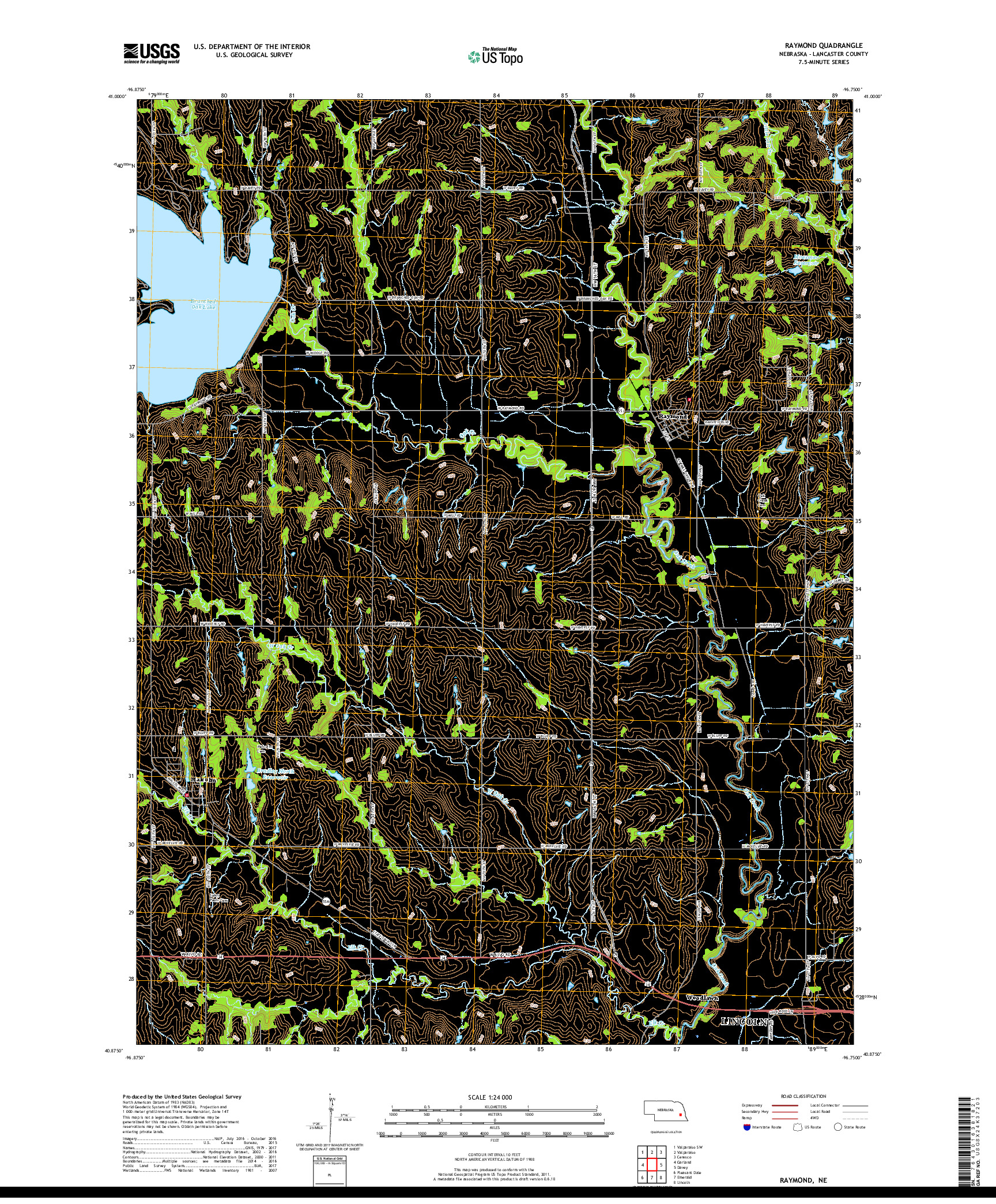 USGS US TOPO 7.5-MINUTE MAP FOR RAYMOND, NE 2017