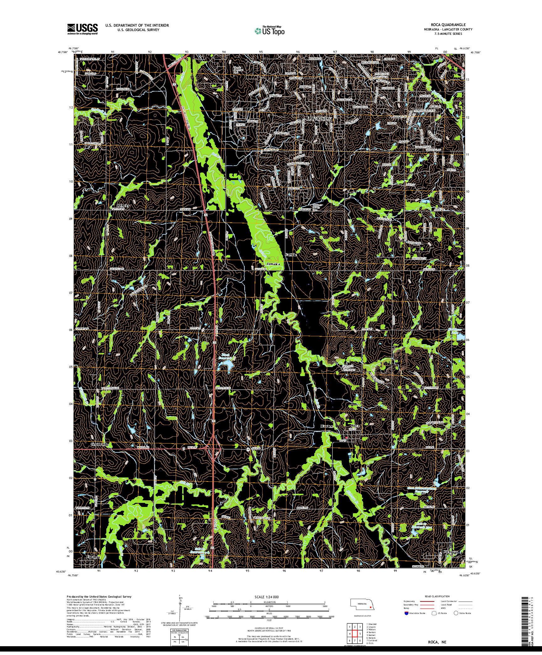 USGS US TOPO 7.5-MINUTE MAP FOR ROCA, NE 2017
